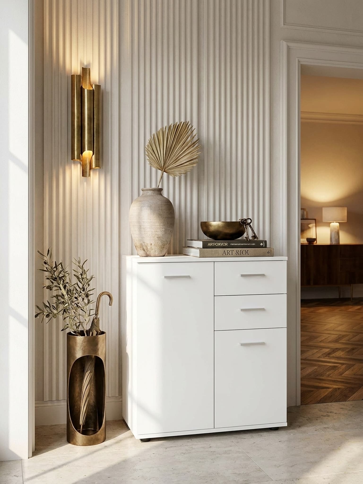 Kommode &ndash; Wei&szlig;, 71x78x35,5&nbsp;cm, T&uuml;ren und Schubladen, matt 