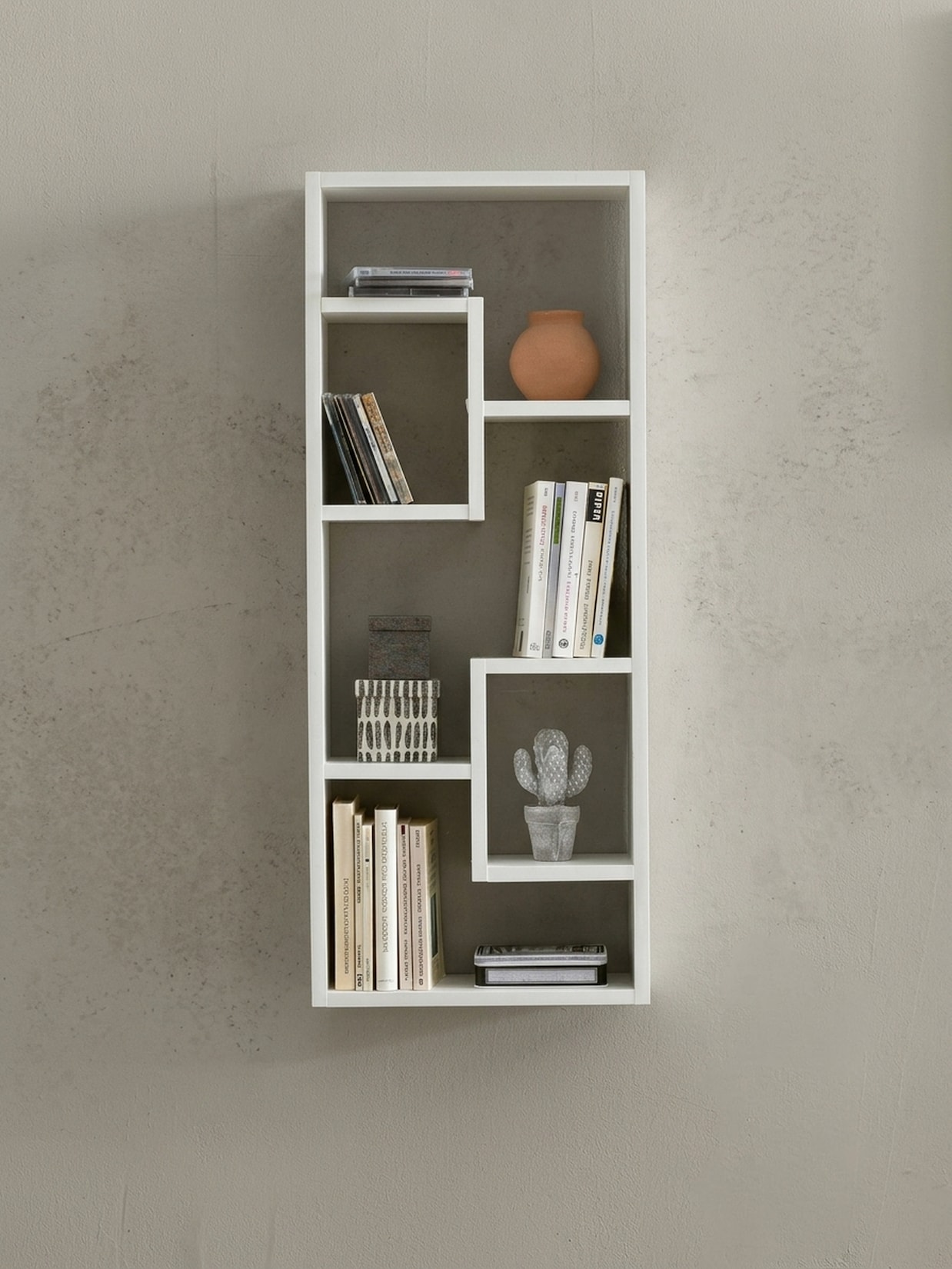 Wandregal Holz Freischwebend Modern, Weiß 36x15x90 cm
