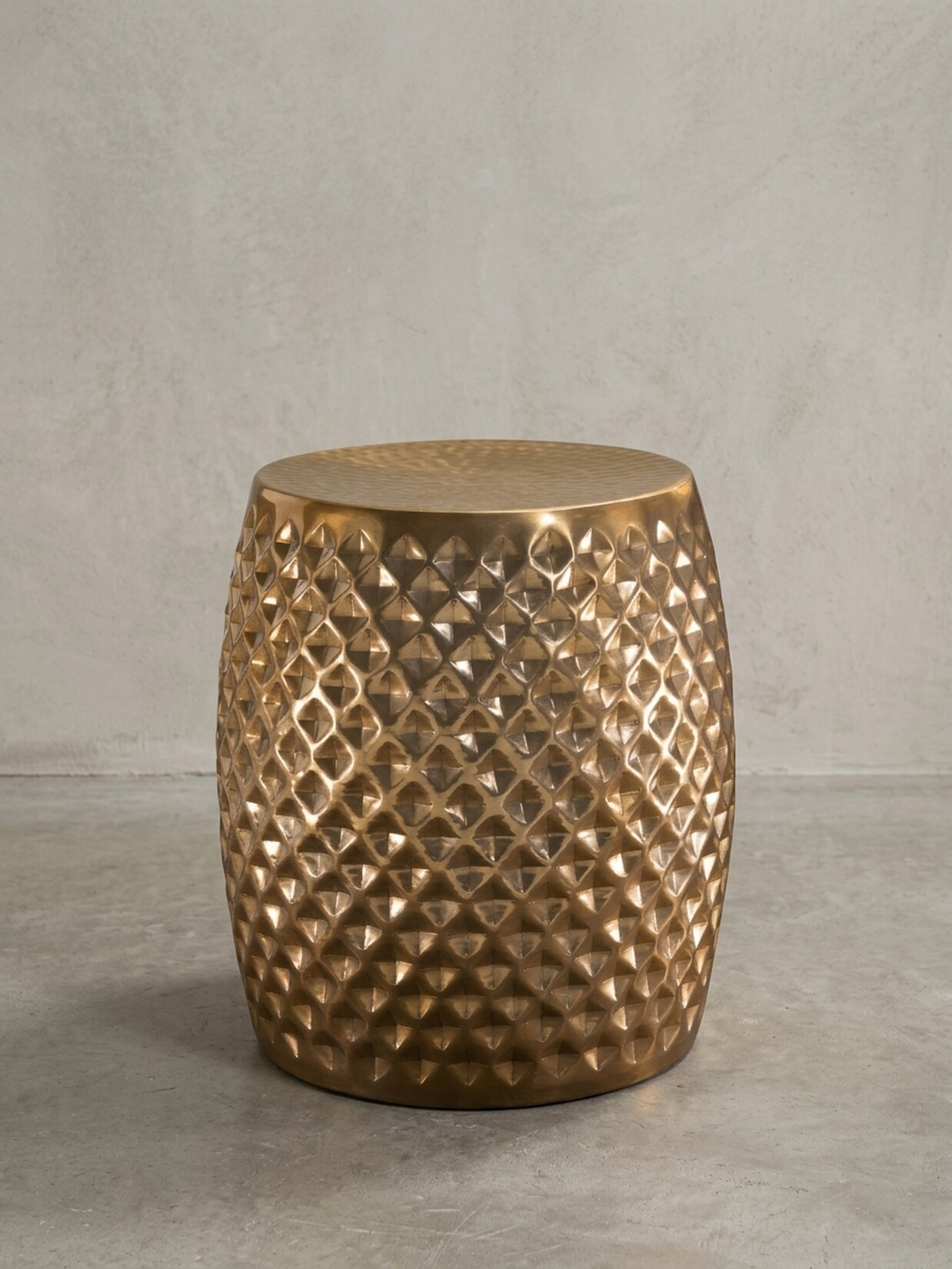 Beistelltisch – Rund Aluminium Gold Hammerschlag 32x42x32 cm orientalisch
