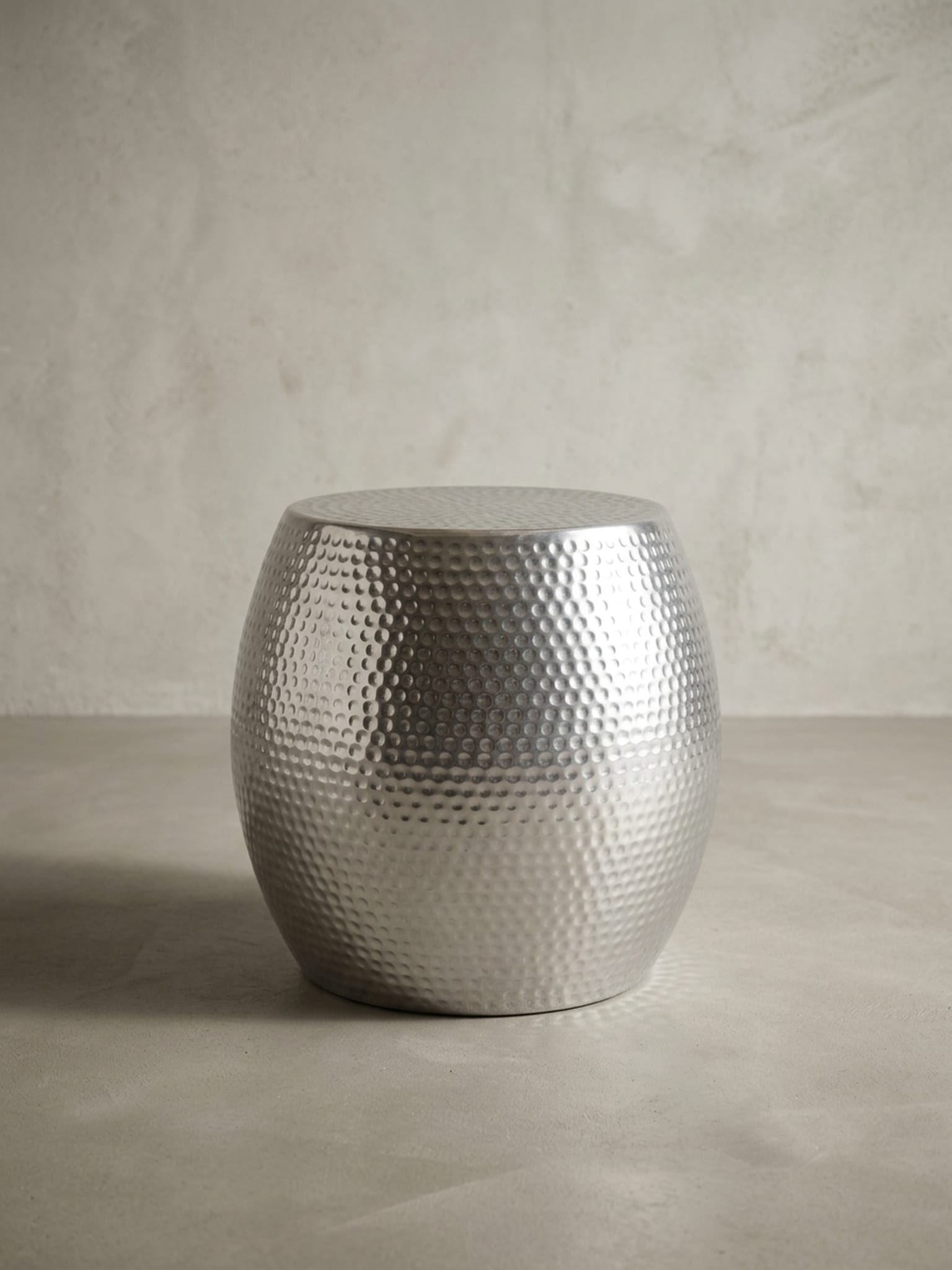 Beistelltisch Aluminium Rund Orientalisch Hammerschlag, Silbern 42x42x42 cm 