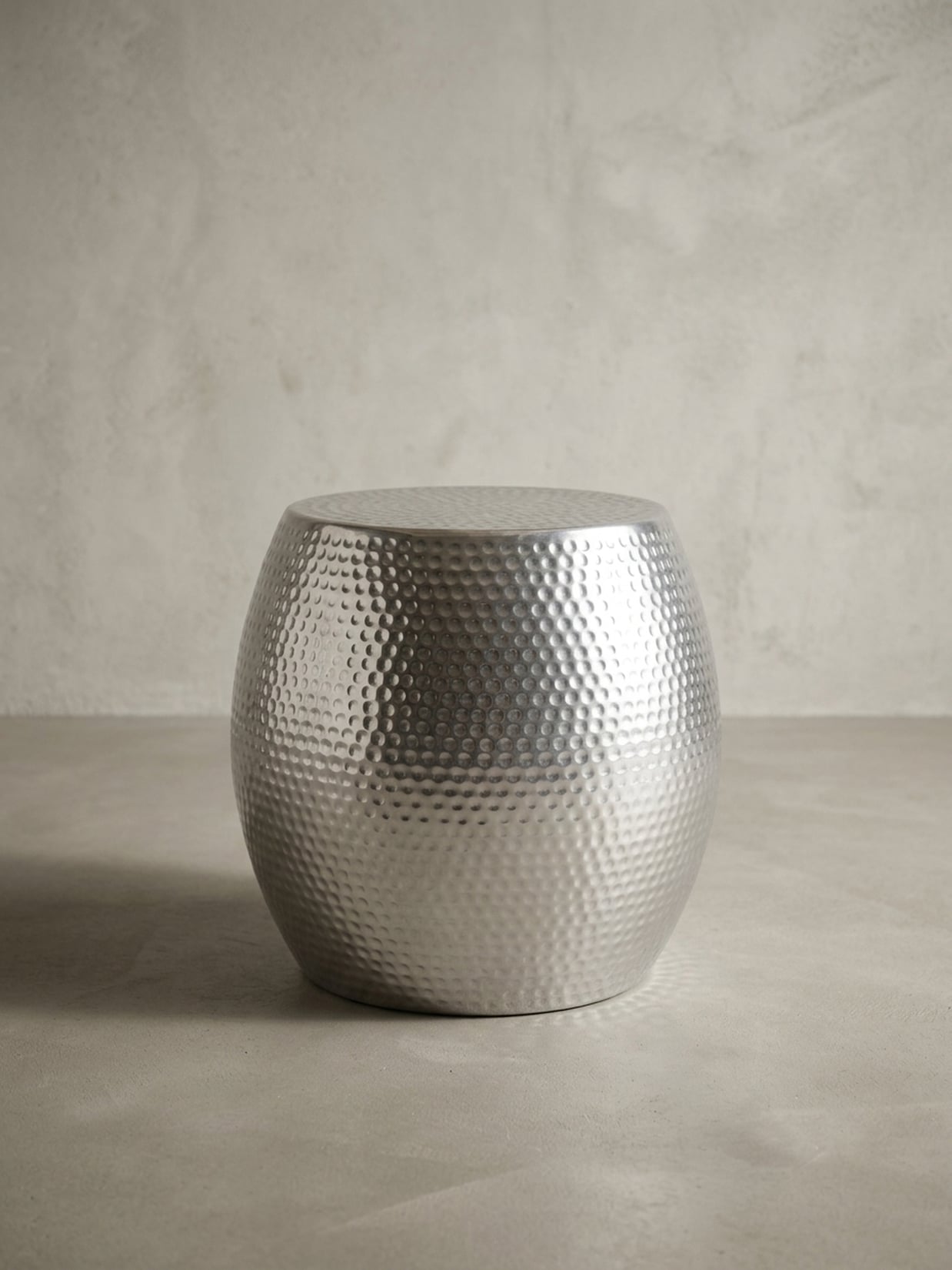 Beistelltisch Aluminium Rund Orientalisch Hammerschlag, Silbern 42x42x42 cm