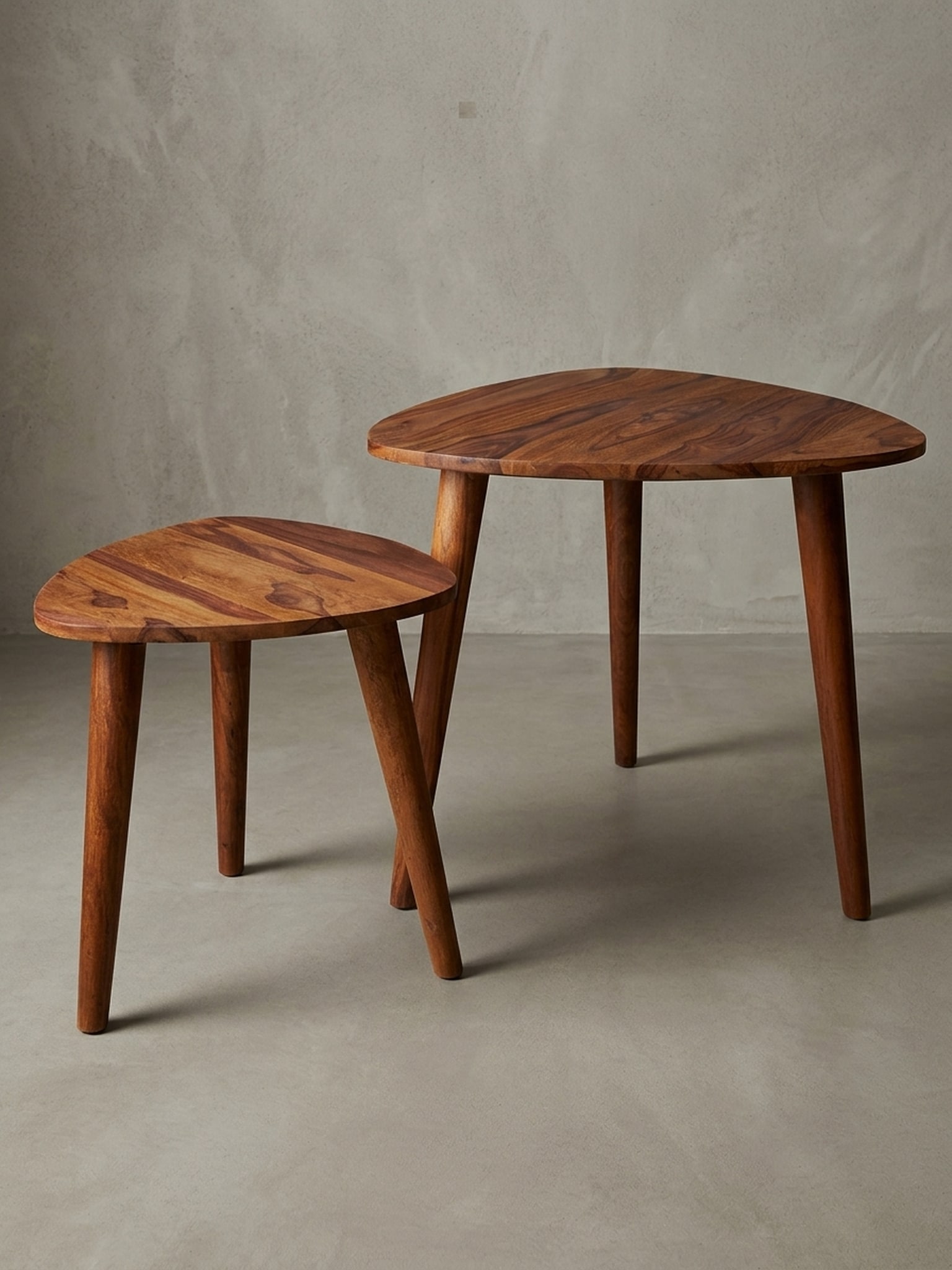 Beistelltisch Set &ndash; 2-teilig, Massivholz braun, schmal 