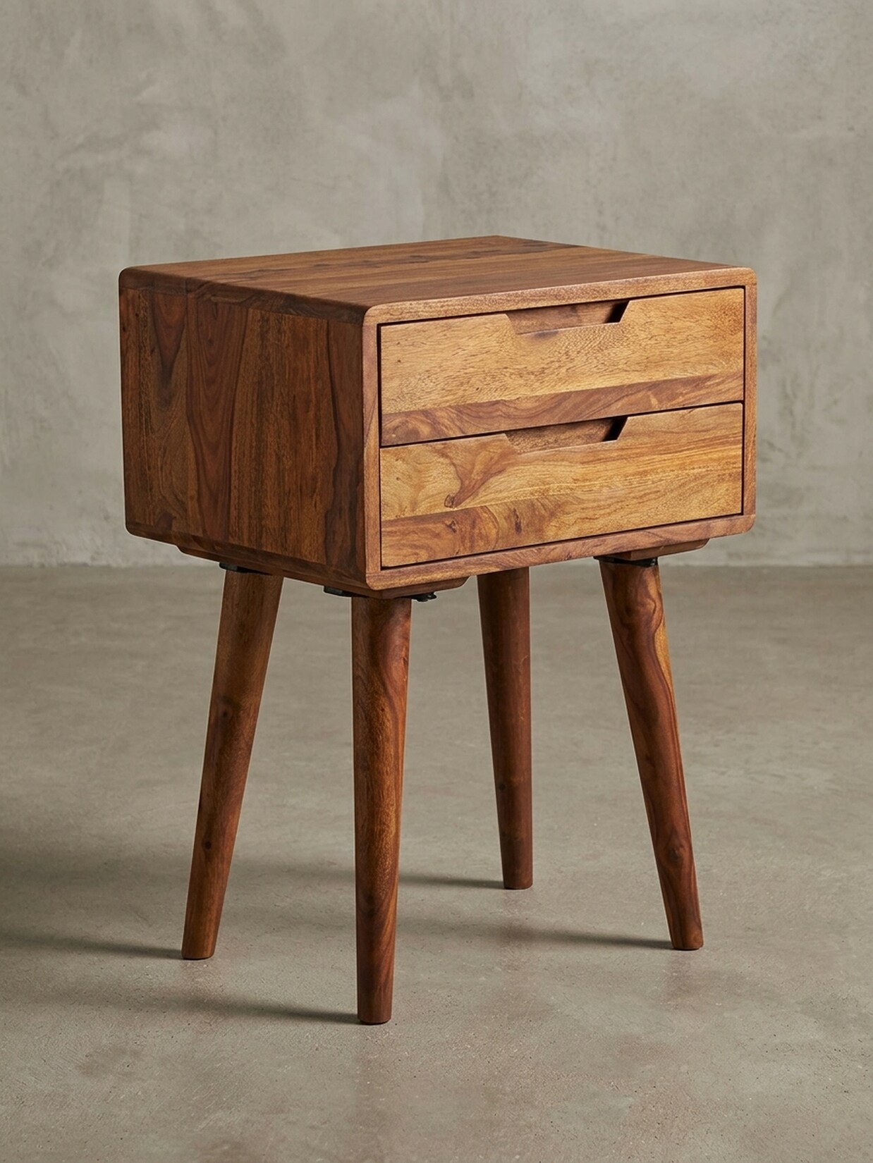 Nachttisch – Massivholz, 47x66x36 cm, 2 Schubladen, Landhausstil