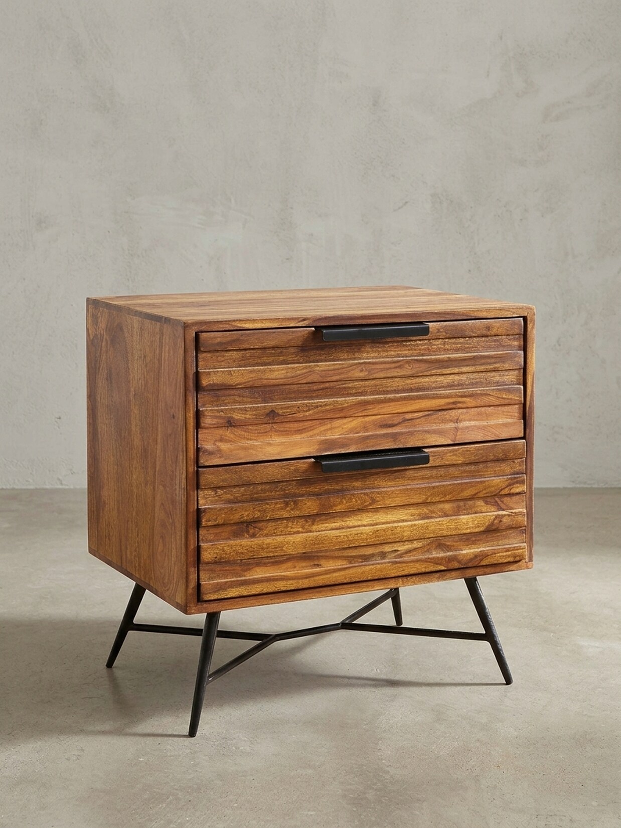 Nachttisch – Massivholz, 60x60x40 cm, mit Schubladen, hoch, modern