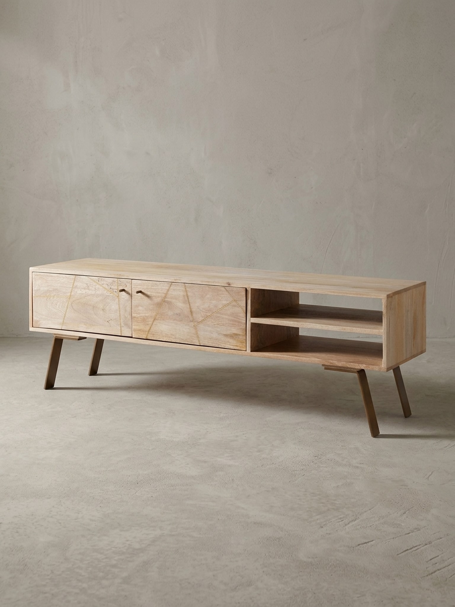Lowboard Mango Massivholz Landhausstil 145x47x35 cm mit 2 T&uuml;ren 