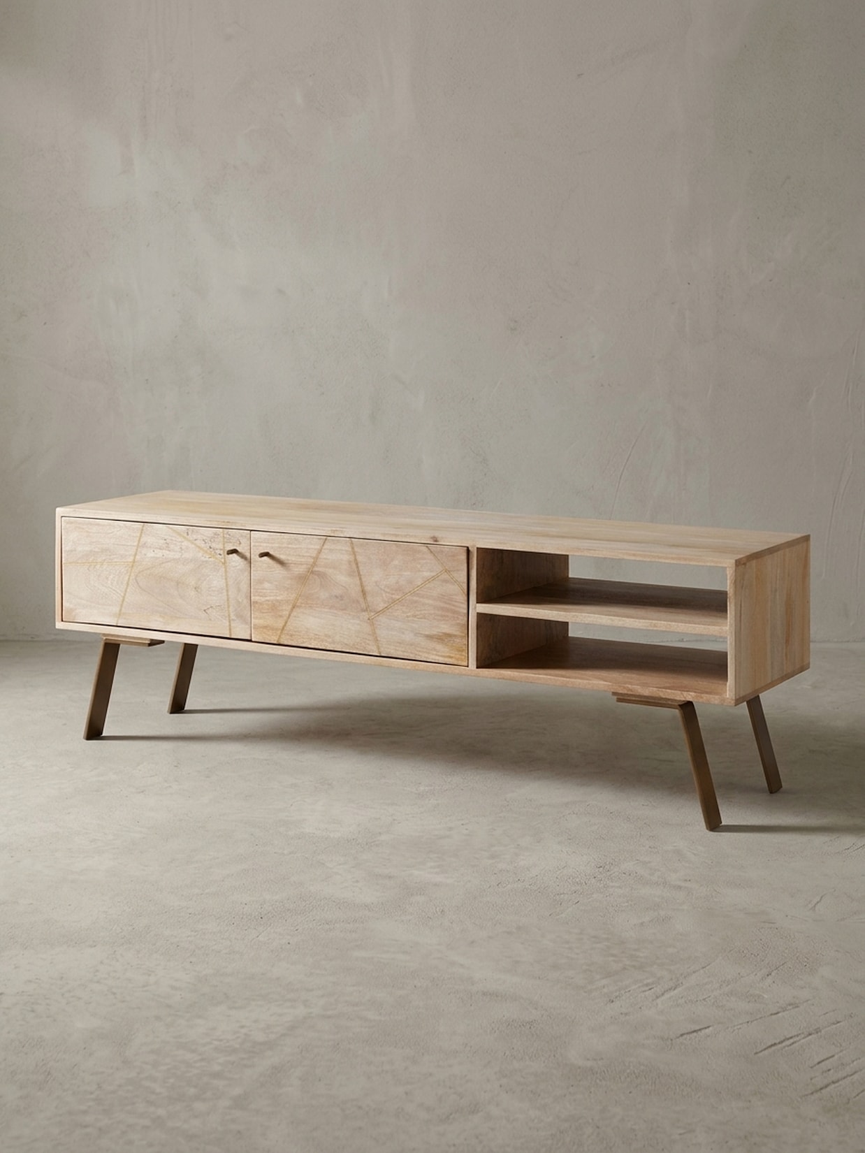 Lowboard Mango Massivholz Landhausstil 145x47x35 cm mit 2 Türen