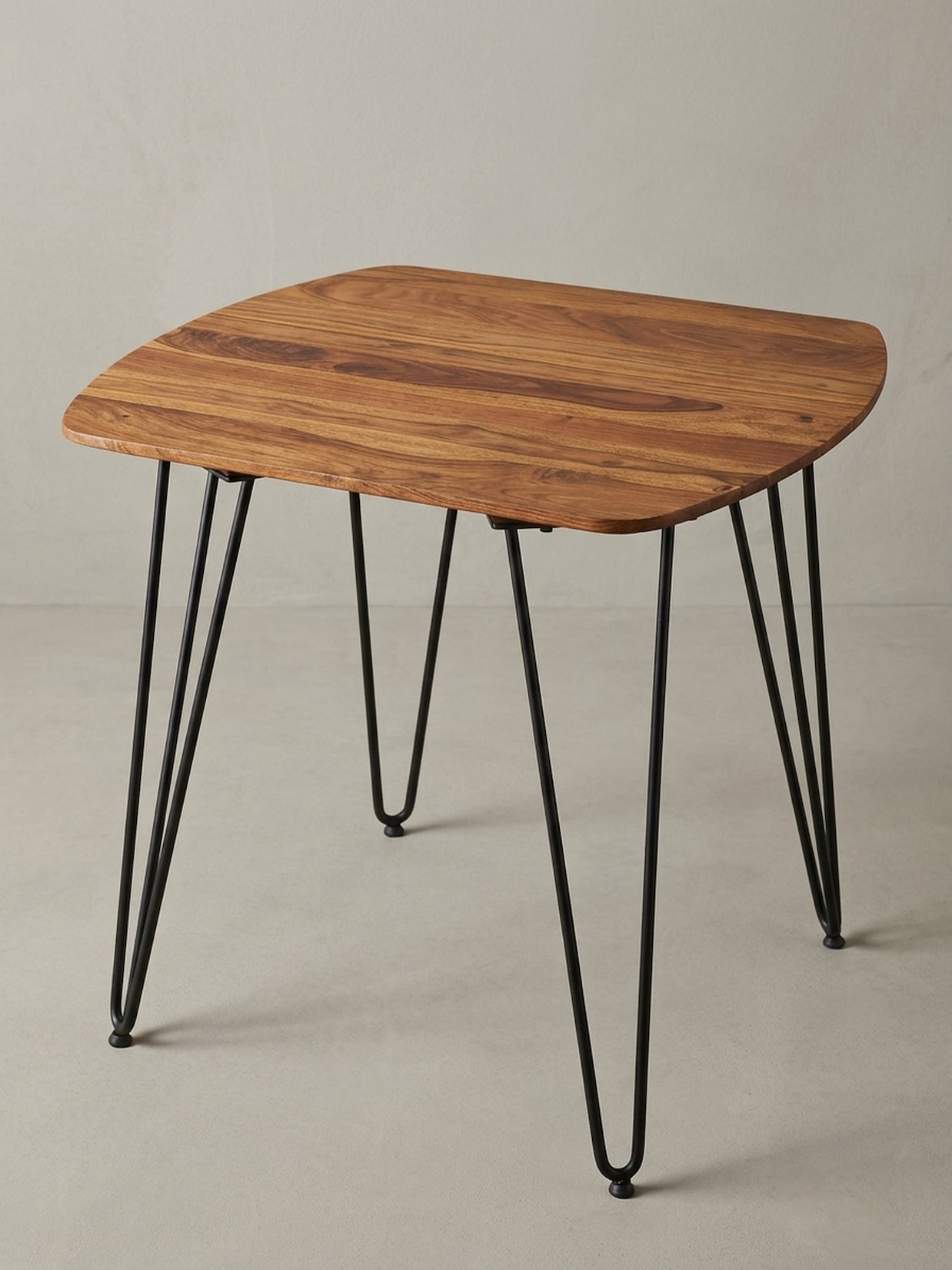 Esszimmertisch – Quadratisch Massivholz Braun 80x80x76 cm Metallbeine