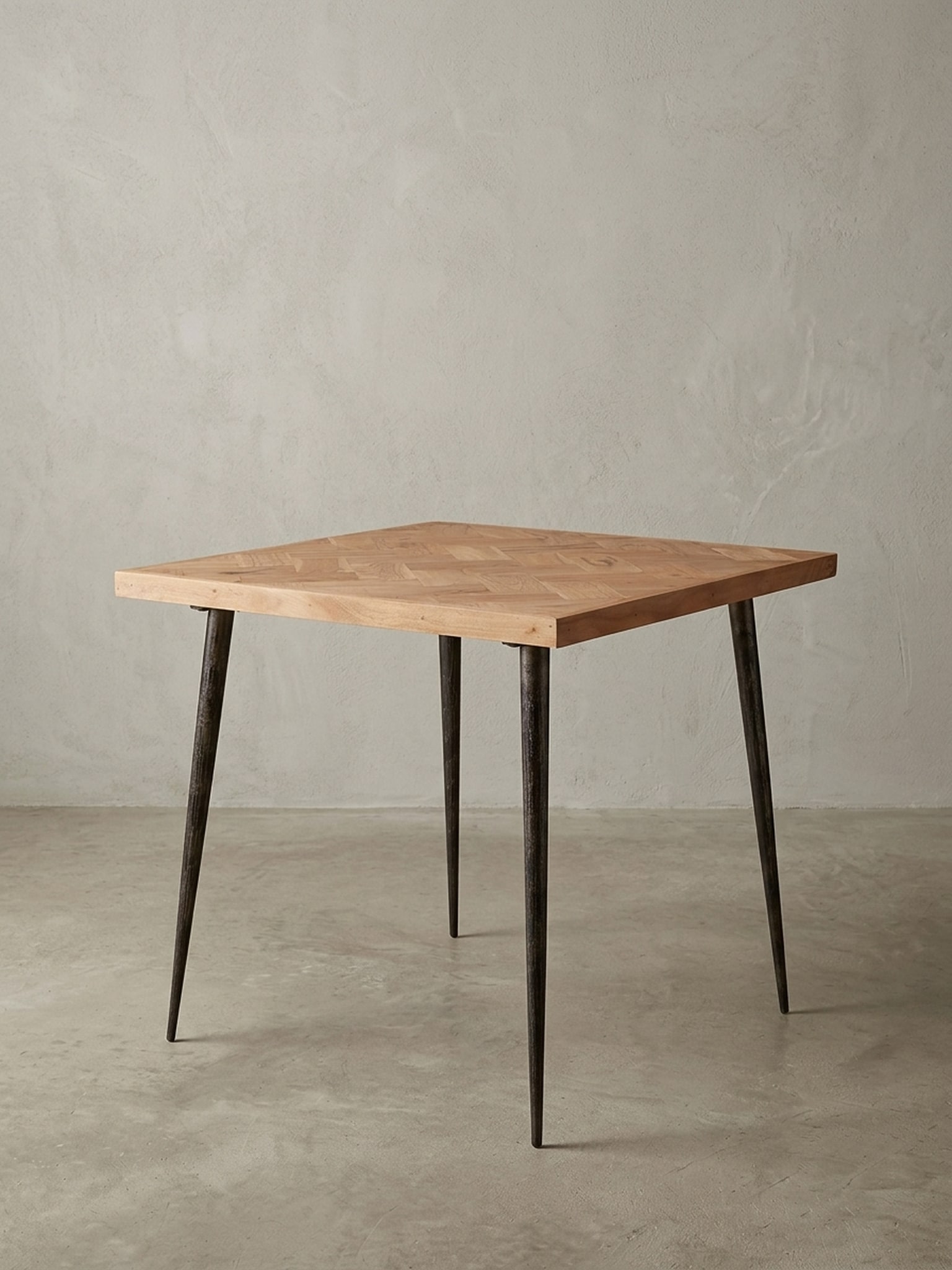 Esszimmertisch &ndash; Quadratisch Akazie Massivholz 80x76x80 cm Metall Industrial 