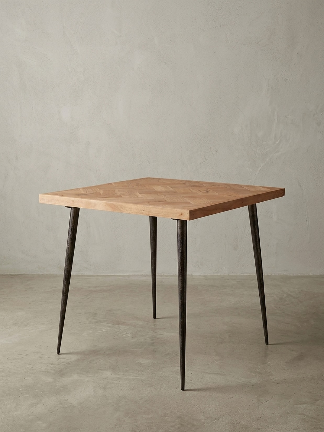 Esszimmertisch – Quadratisch Akazie Massivholz 80x76x80 cm Metall Industrial