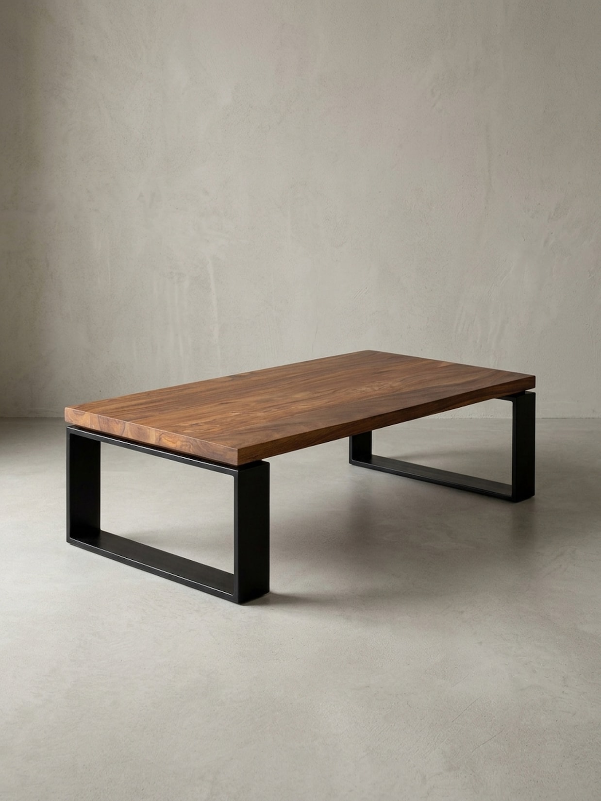 Couchtisch Braun, Massivholz und Metallgestell, Modernes Design, 115x35x60 cm, Rechteckig