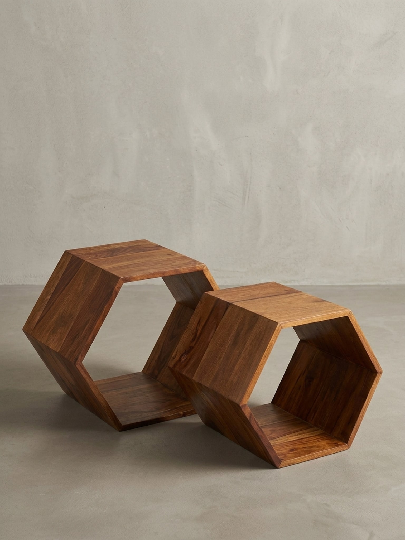 Beistelltisch Set &ndash; 2-teilig, Massivholz braun, klein 