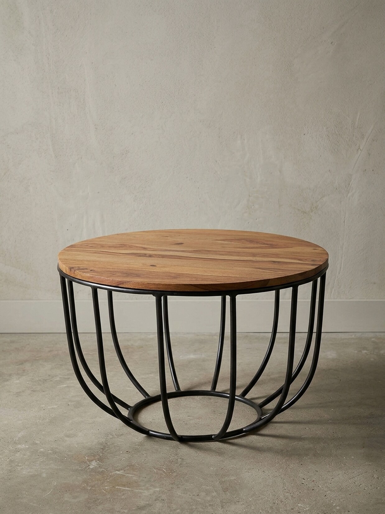 Couchtisch Sheesham Massivholz Industrial Design 60x39x60 cm