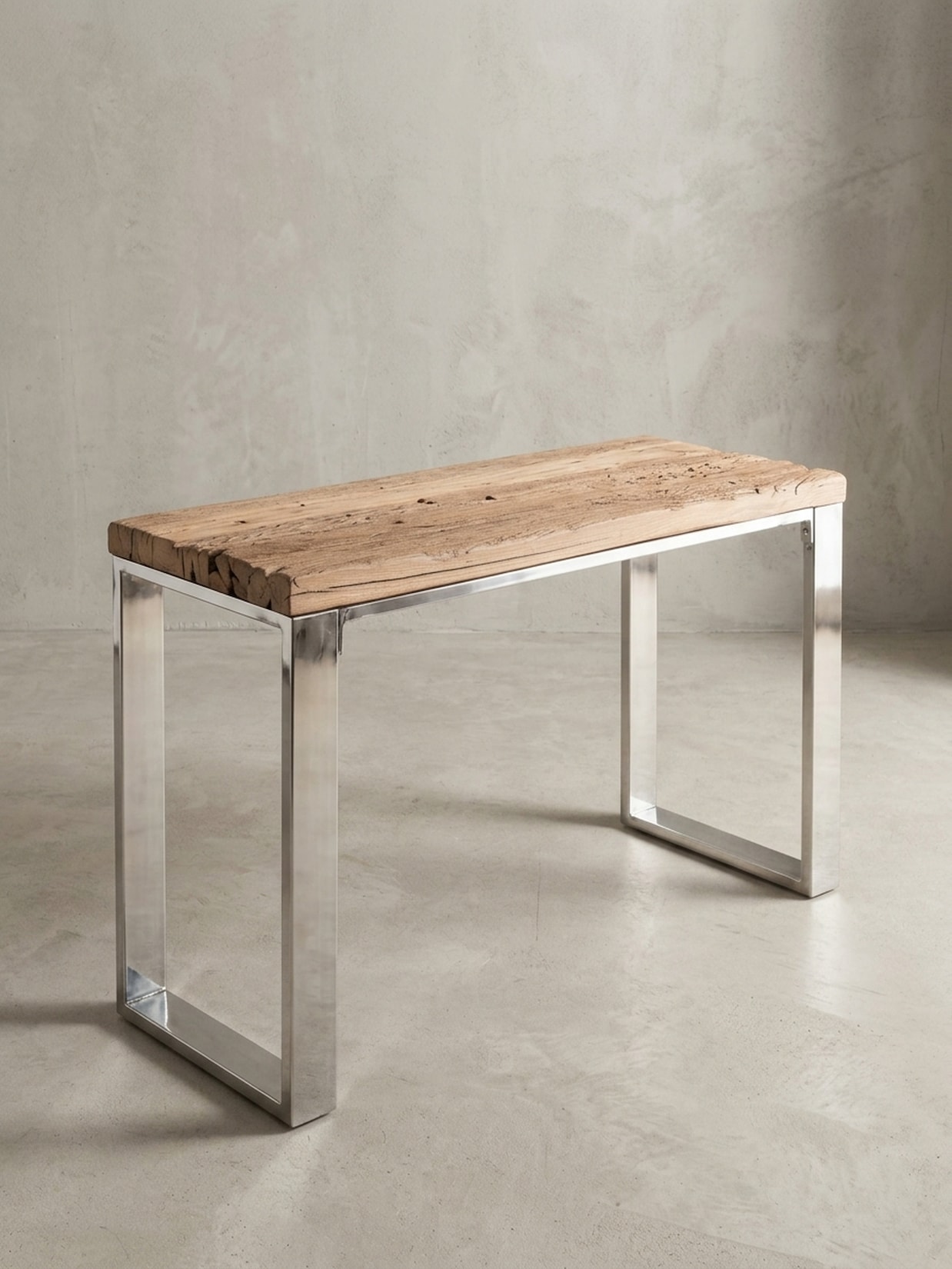 Konsolentisch – Akazie Massivholz, 115x76x46 cm, rustikal, schmal, mit Metallbeinen