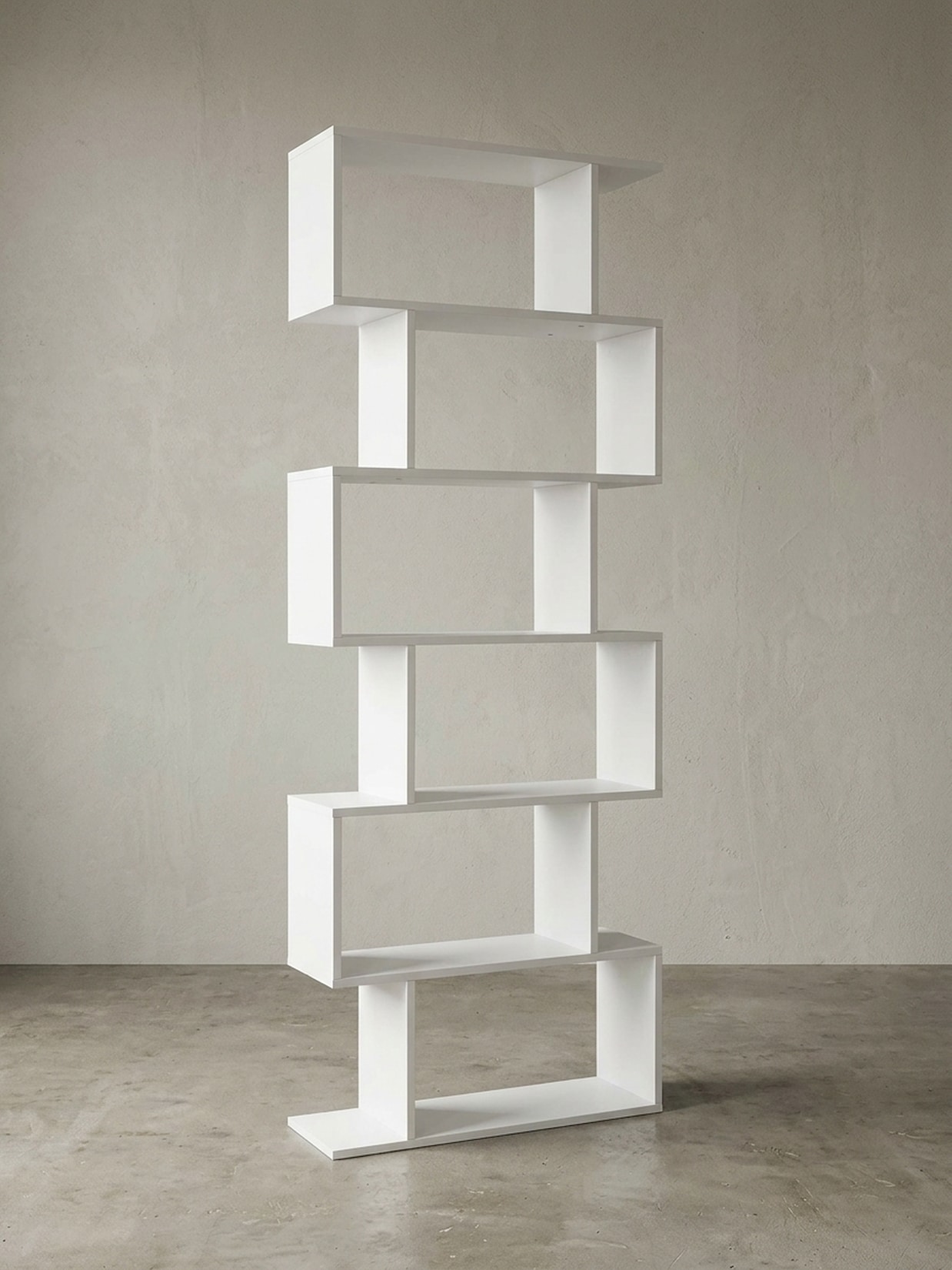 Bücherregal – Weiß, 70x23,5x190,5 cm, 6 Fächer, schmal, offen