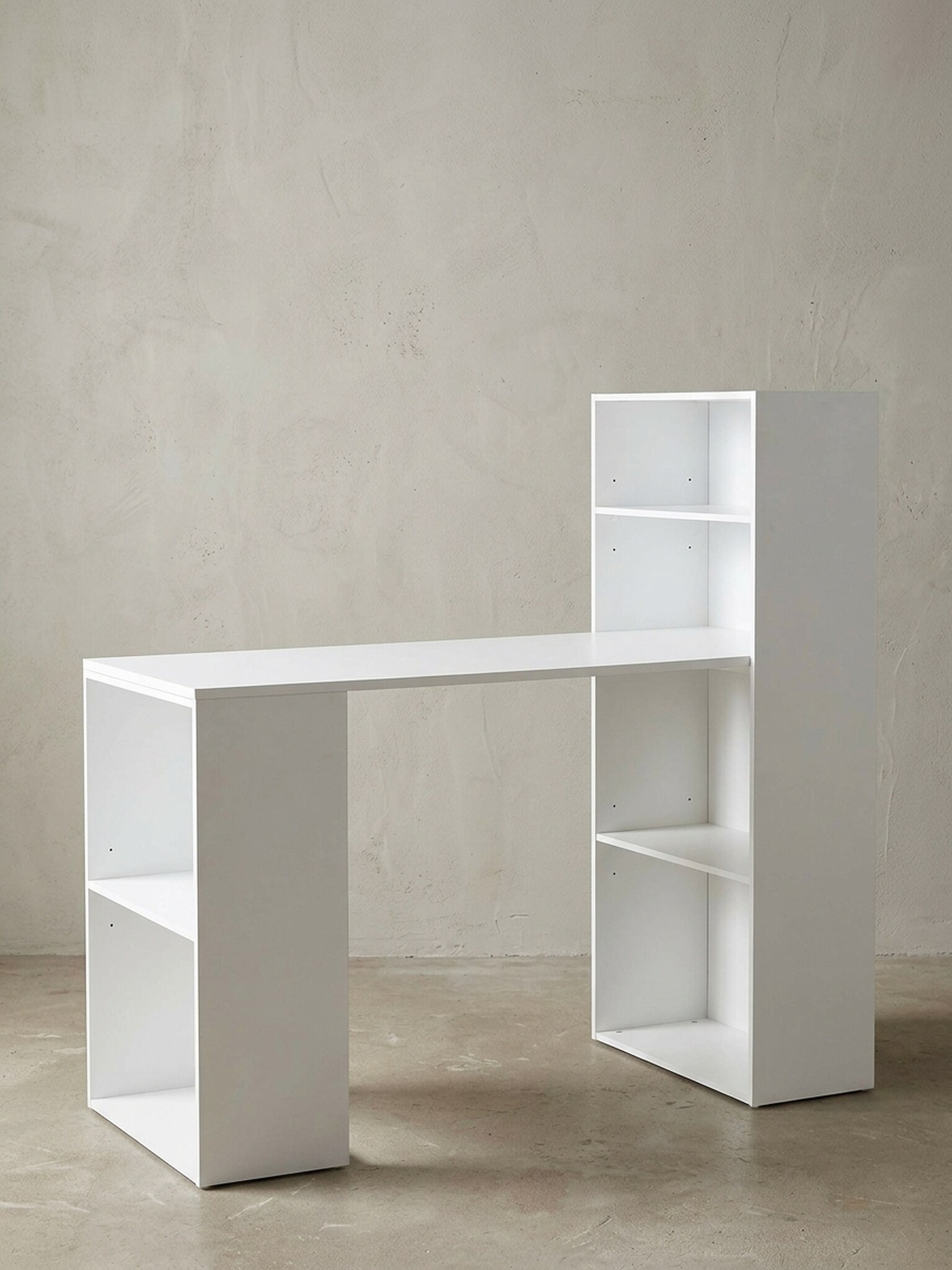 Schreibtisch Mit Regal Ablagef&auml;cher Modern Holz, Wei&szlig; 53x120x120 cm 