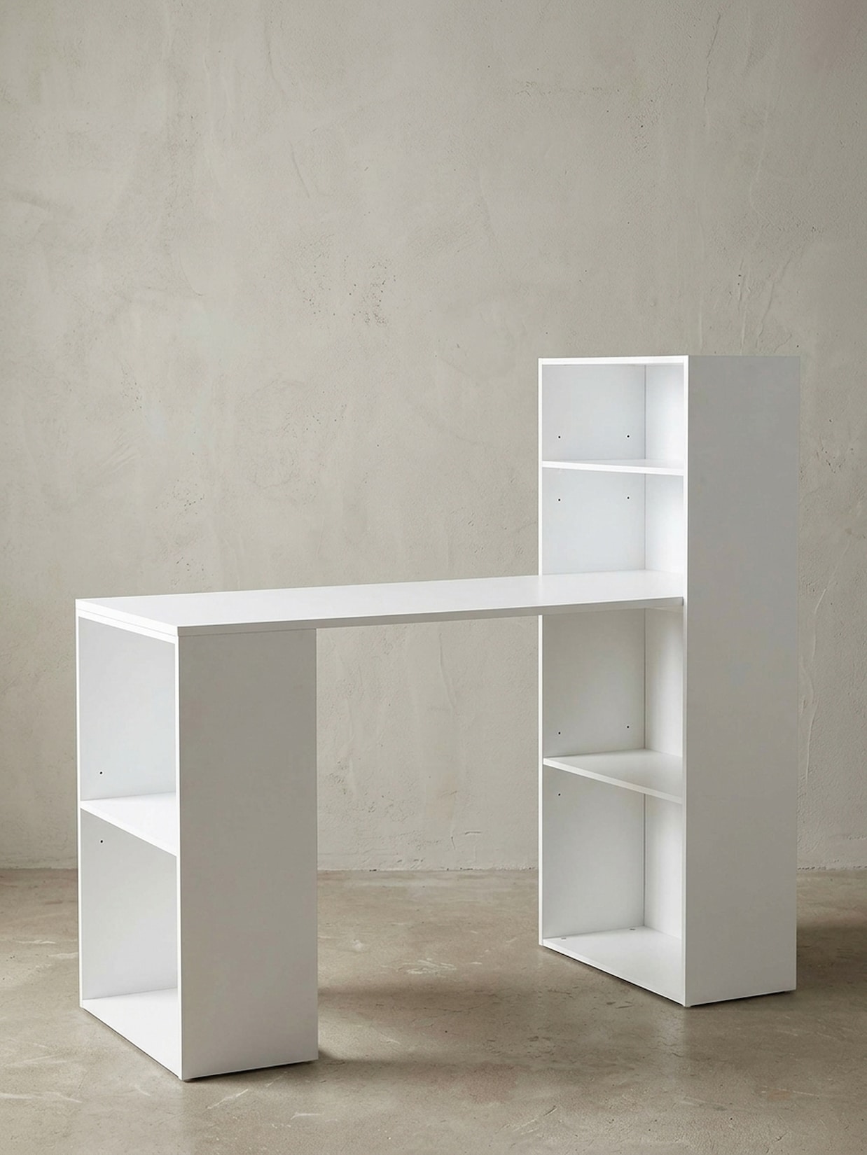Schreibtisch Mit Regal Ablagefächer Modern Holz, Weiß 53x120x120 cm