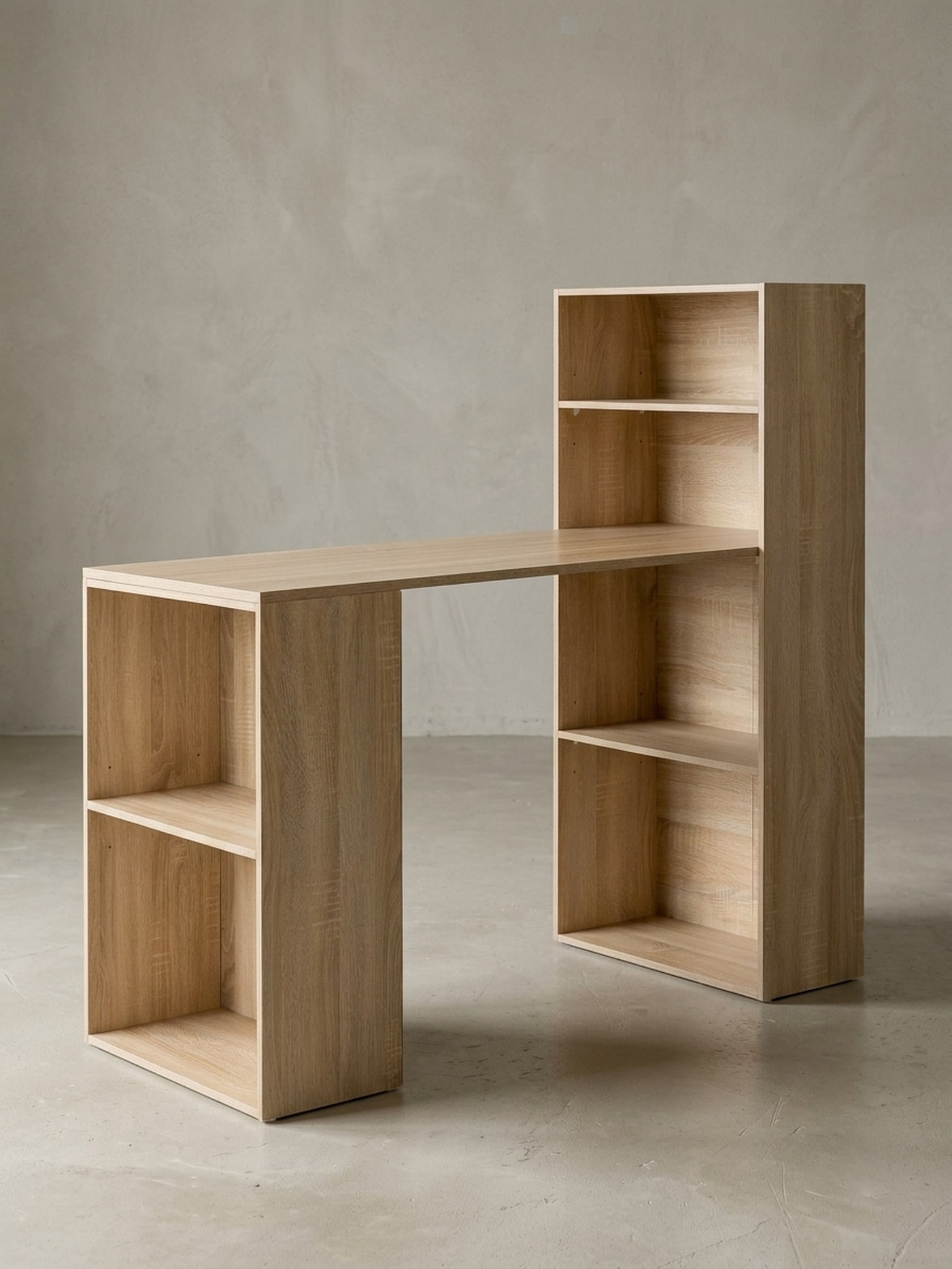 Schreibtisch Mit Regal Ablagef&auml;cher Modern Holz, Sonoma 53x120x120 cm 
