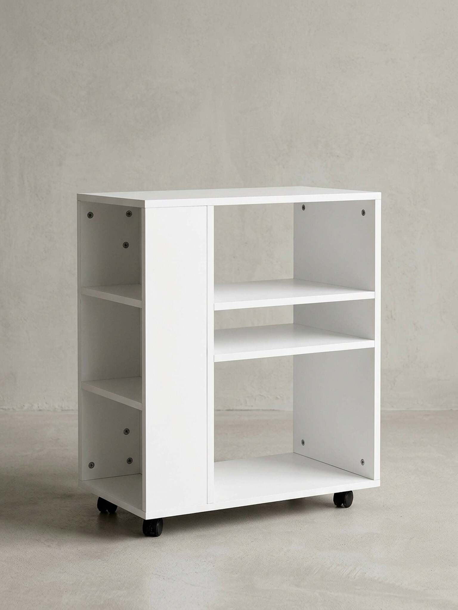 Regalwagen Holz Mit Rollen Schmal Modern, Wei&szlig; 60x35x75 cm 