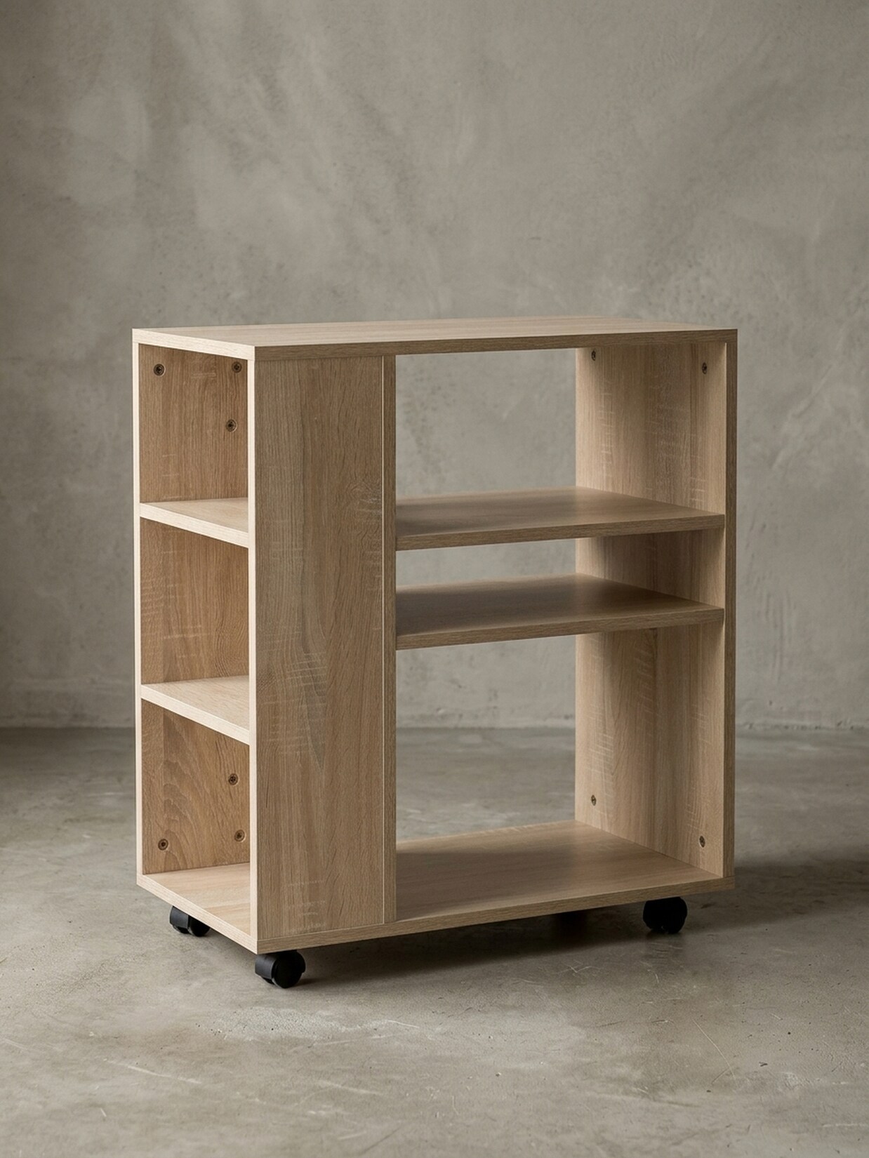 Regalwagen Holz Mit Rollen Schmal Modern, Sonoma 60x35x75 cm