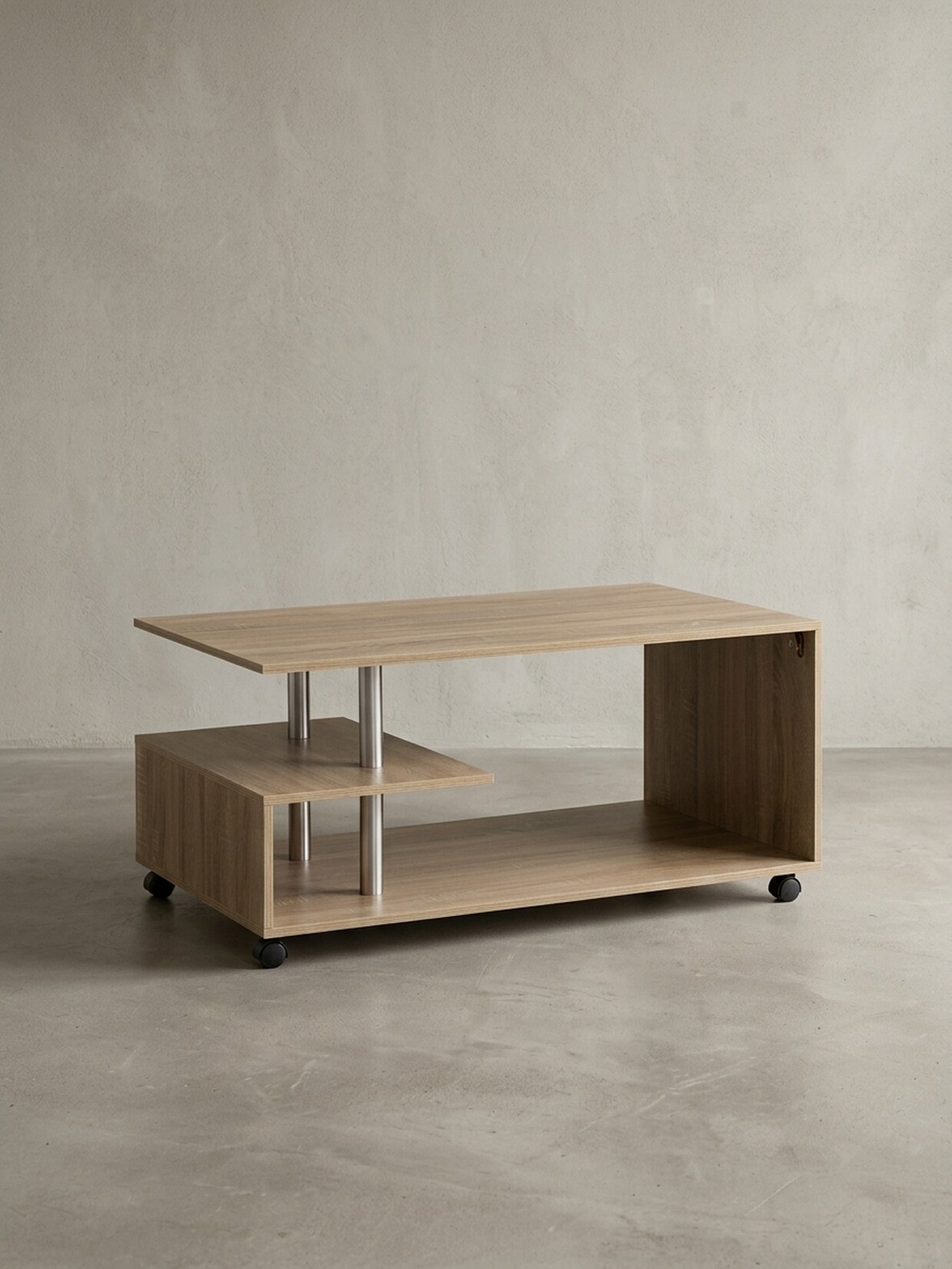 Couchtisch Sonoma Drehbar 105x48.5x60cm mit Rollen und Stauraum