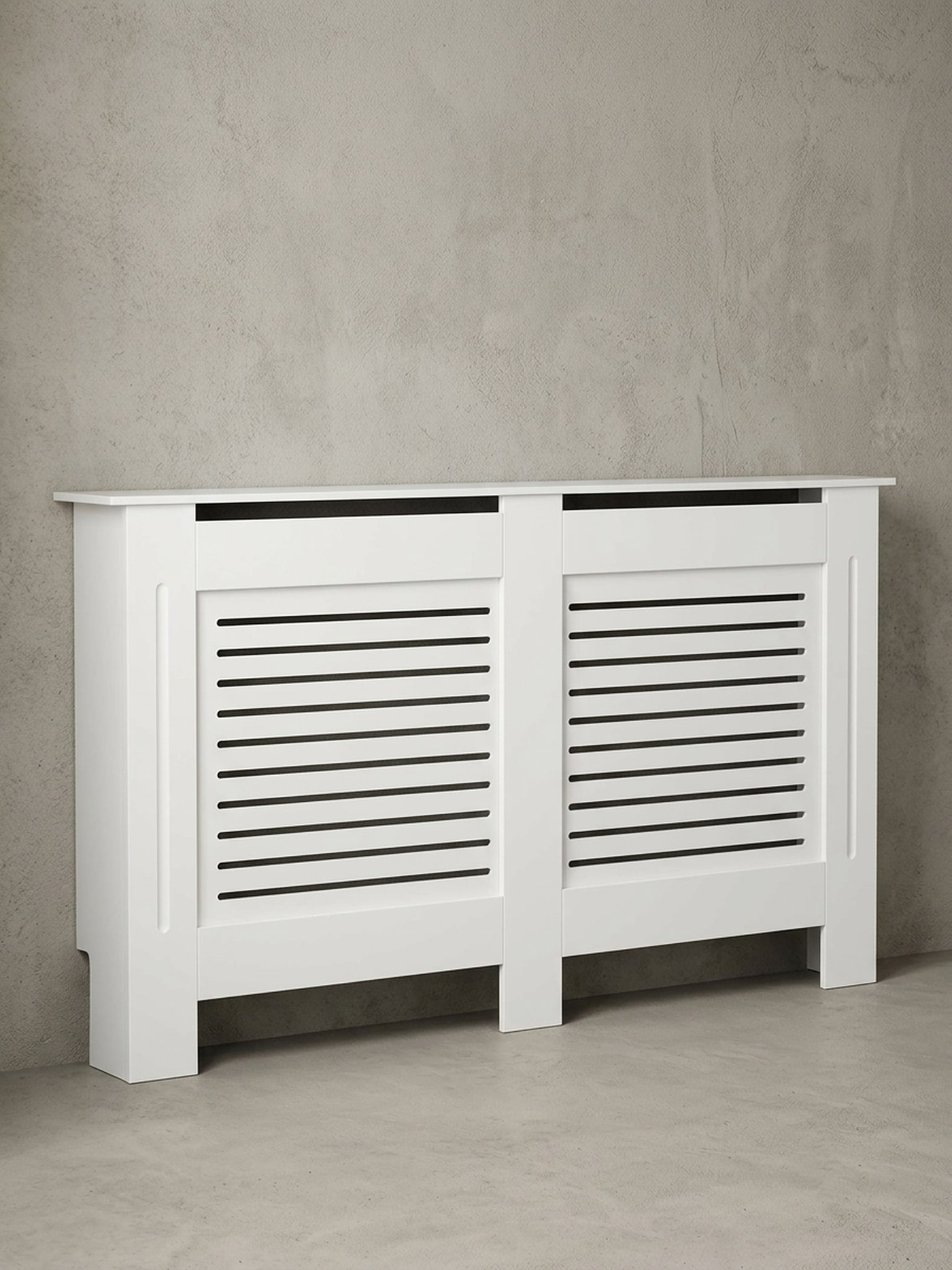 Heizk&ouml;rperverkleidung MDF Wei&szlig; Rechteckig Lamellen 152x19x83 