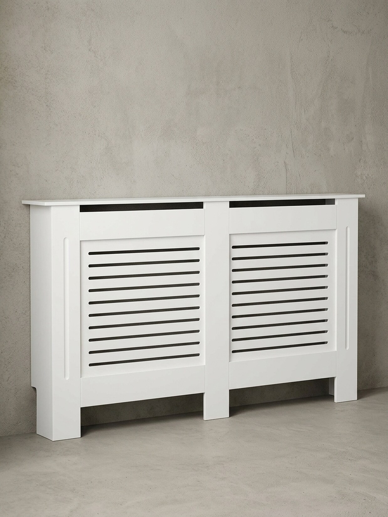 Heizkörperverkleidung MDF Weiß Rechteckig Lamellen 152x19x83