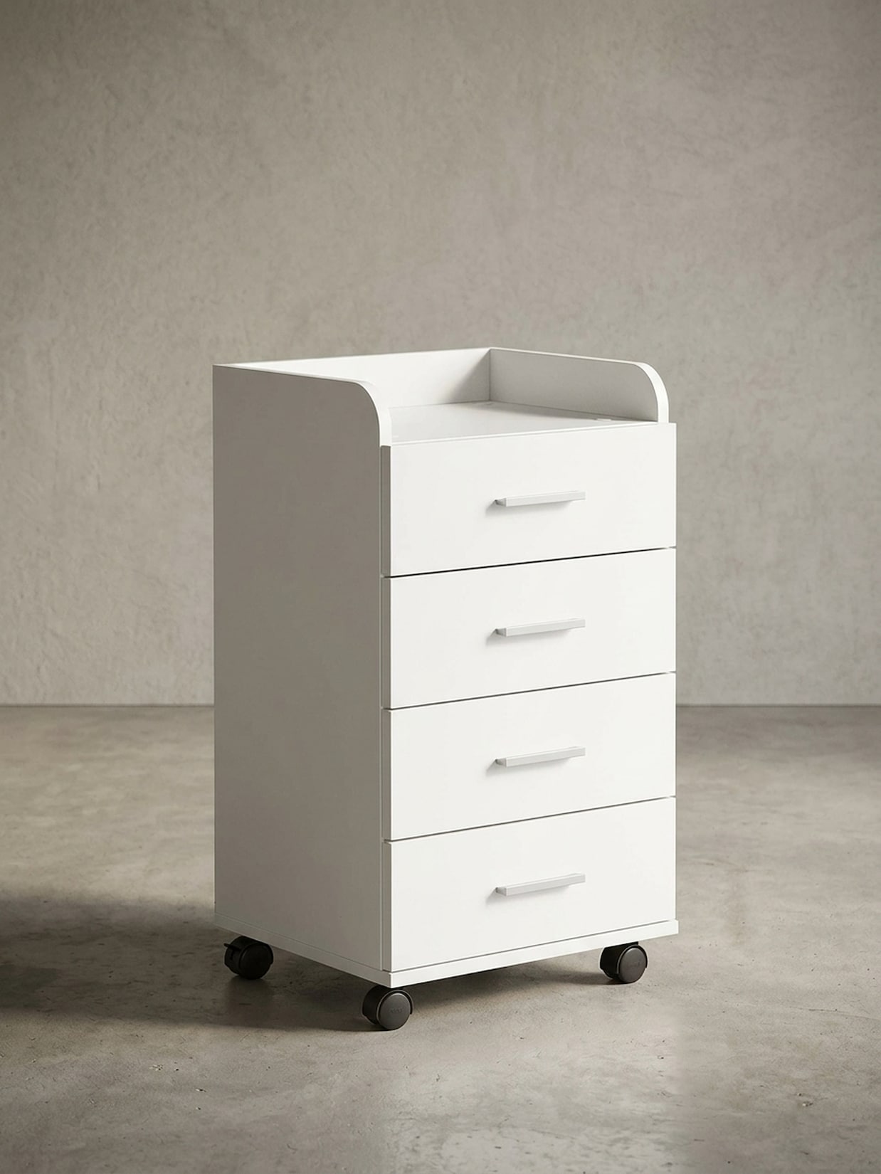 Rollcontainer 4 Schubladen Modern Mit Rollen, Weiß 40x33x71 cm