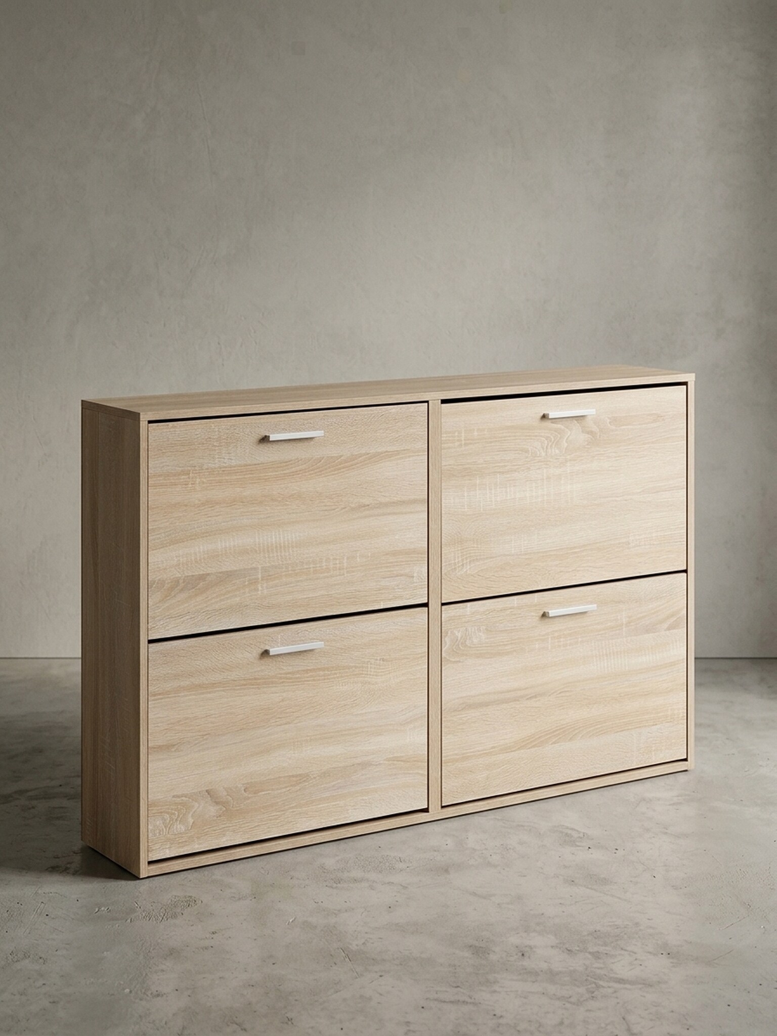 Schuhschrank Holz mit 4 F&auml;chern und Ablage, Sonoma 120x24x81 cm 