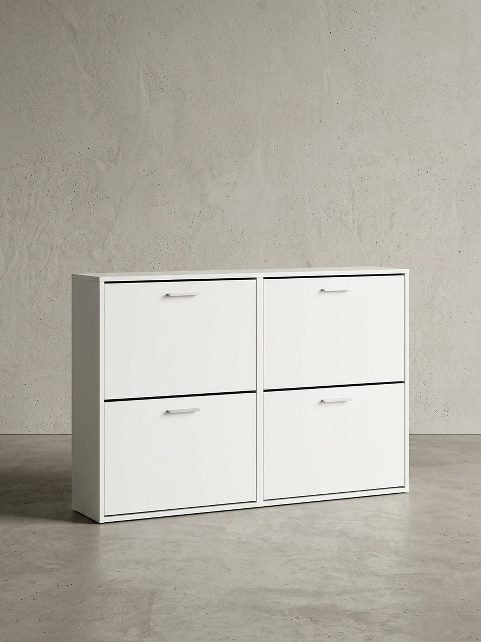 Schuhschrank Holz mit 4 F&auml;chern und Ablage, Wei&szlig; 120x24x81 cm 