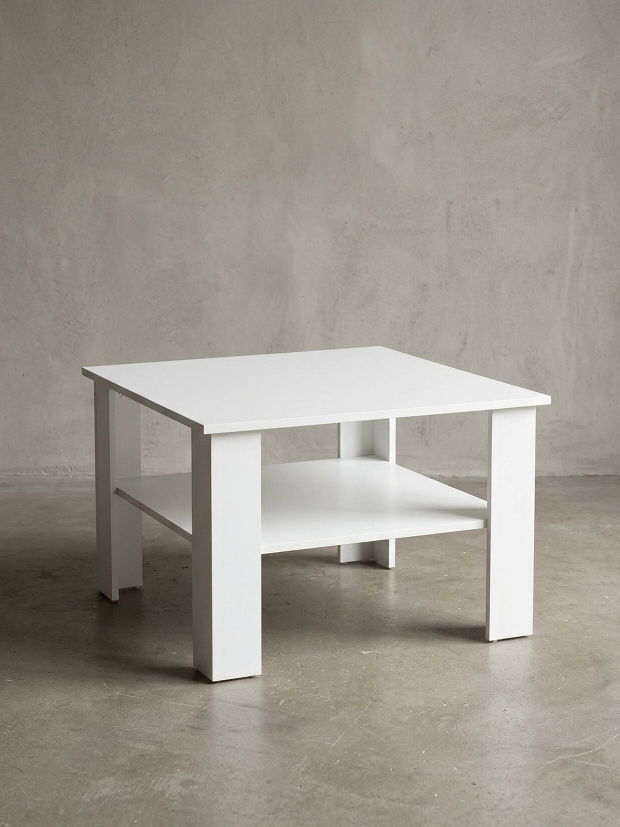 Couchtisch Eiche mit Ablage und Stauraum, Weiß 60x60x42 cm