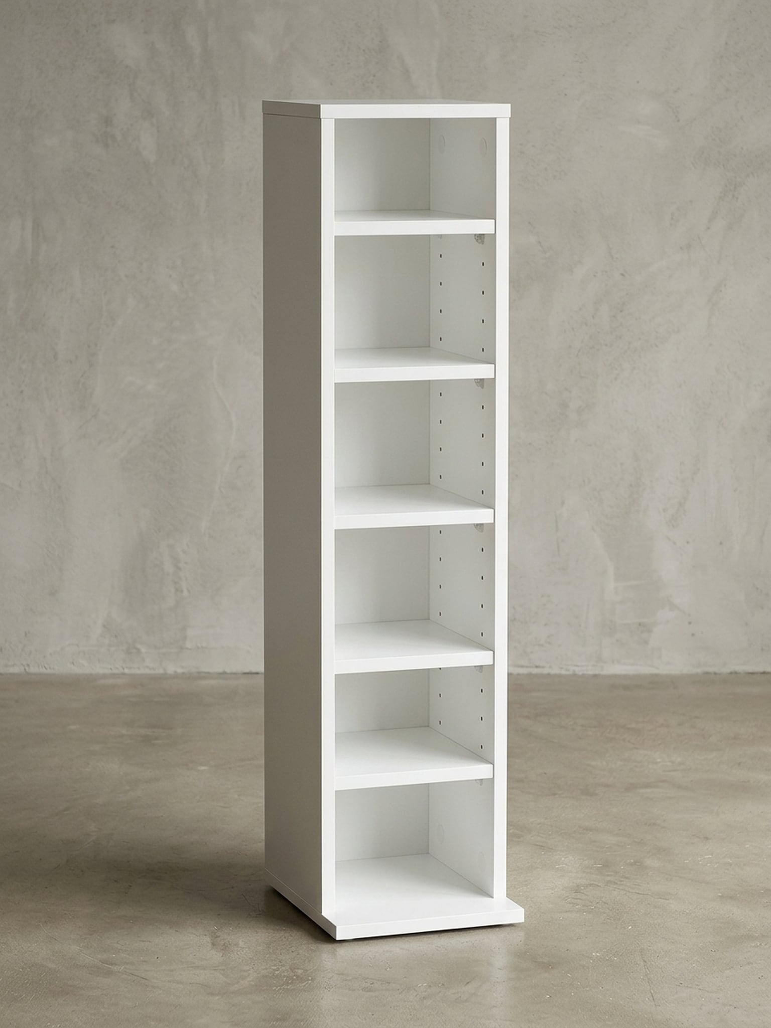 CD-Regal &ndash; Wei&szlig;, Holz, 21x90x20&nbsp;cm, 6 F&auml;cher, offen, schmal 