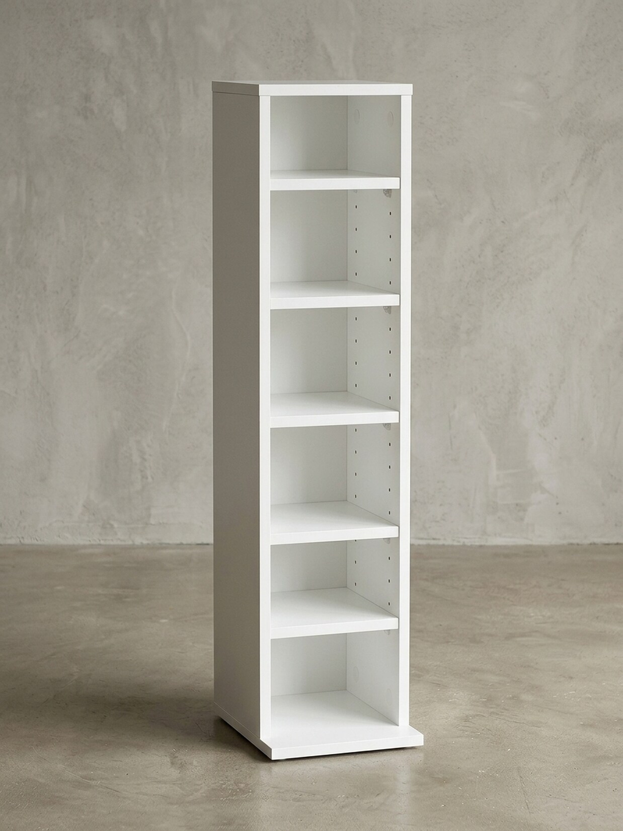 CD-Regal – Weiß, Holz, 21x90x20 cm, 6 Fächer, offen, schmal