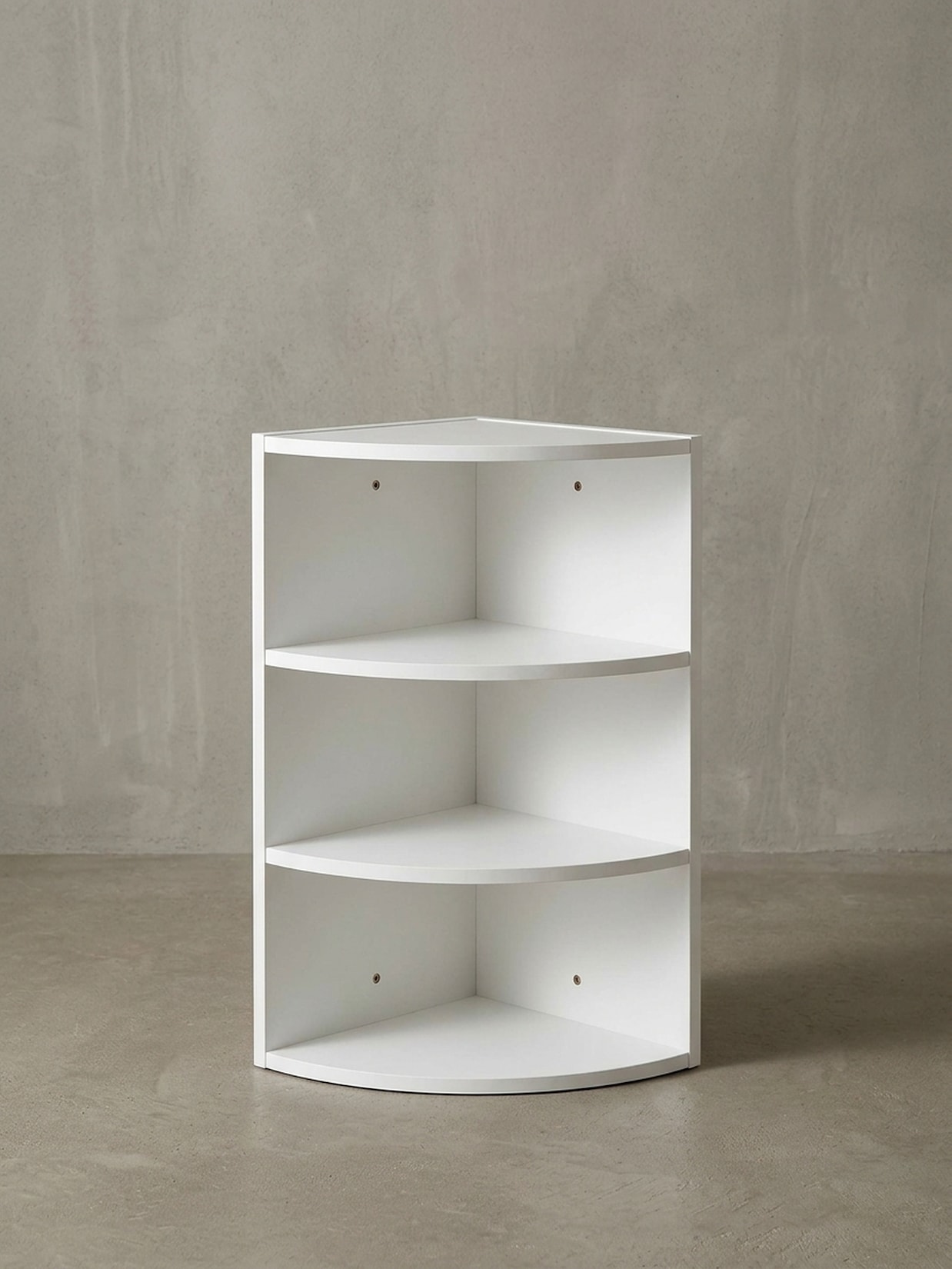 Eckregal Holz Wandmontage Runder Front Modern, Weiß 30x30x60 cm