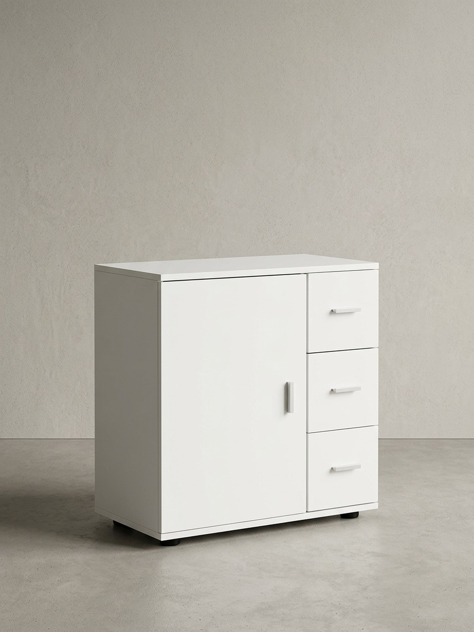 Badschrank Wei&szlig; 60x65,5x33&nbsp;cm mit T&uuml;r und Schubladen 