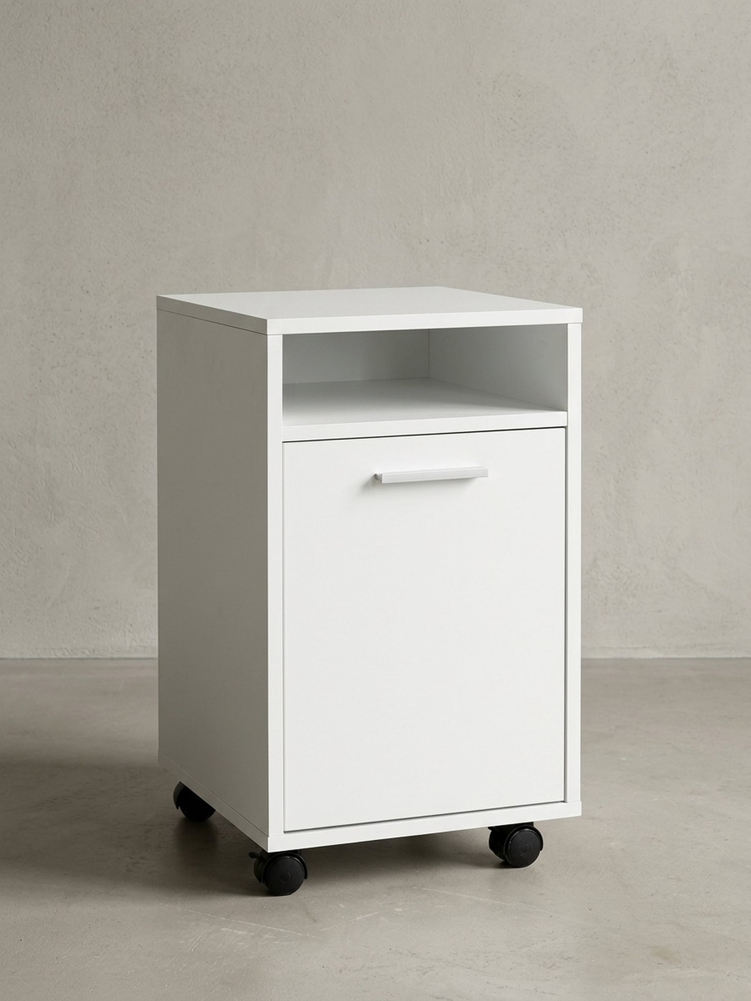 Rollcontainer Schubladen T&uuml;r Ablage Mit Rollen, Wei&szlig; 33x38x60 cm 