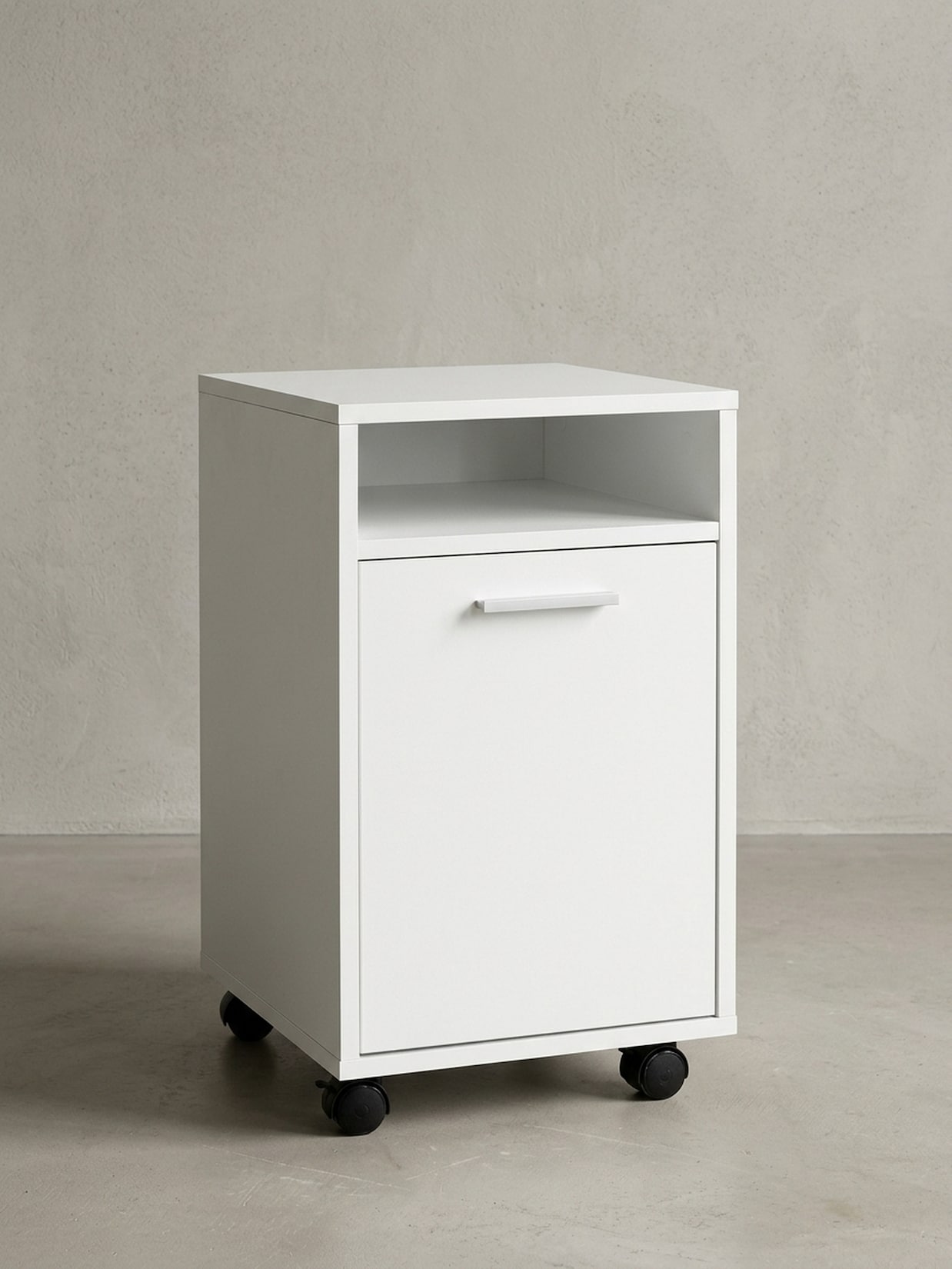 Rollcontainer Schubladen Tür Ablage Mit Rollen, Weiß 33x38x60 cm