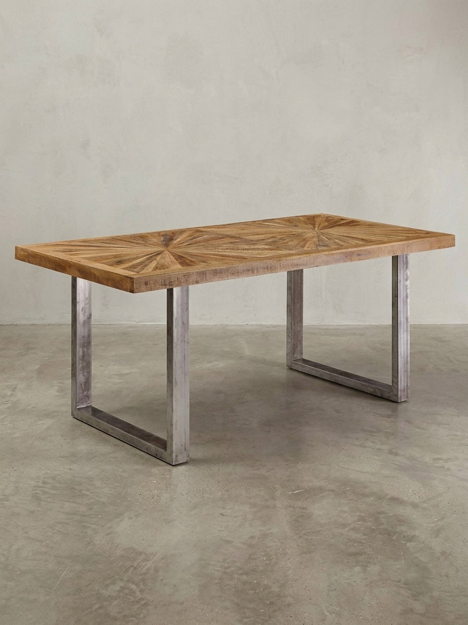 Esstisch Mango Massivholz Metallgestell Industrial, Braun 100x200x76 cm 