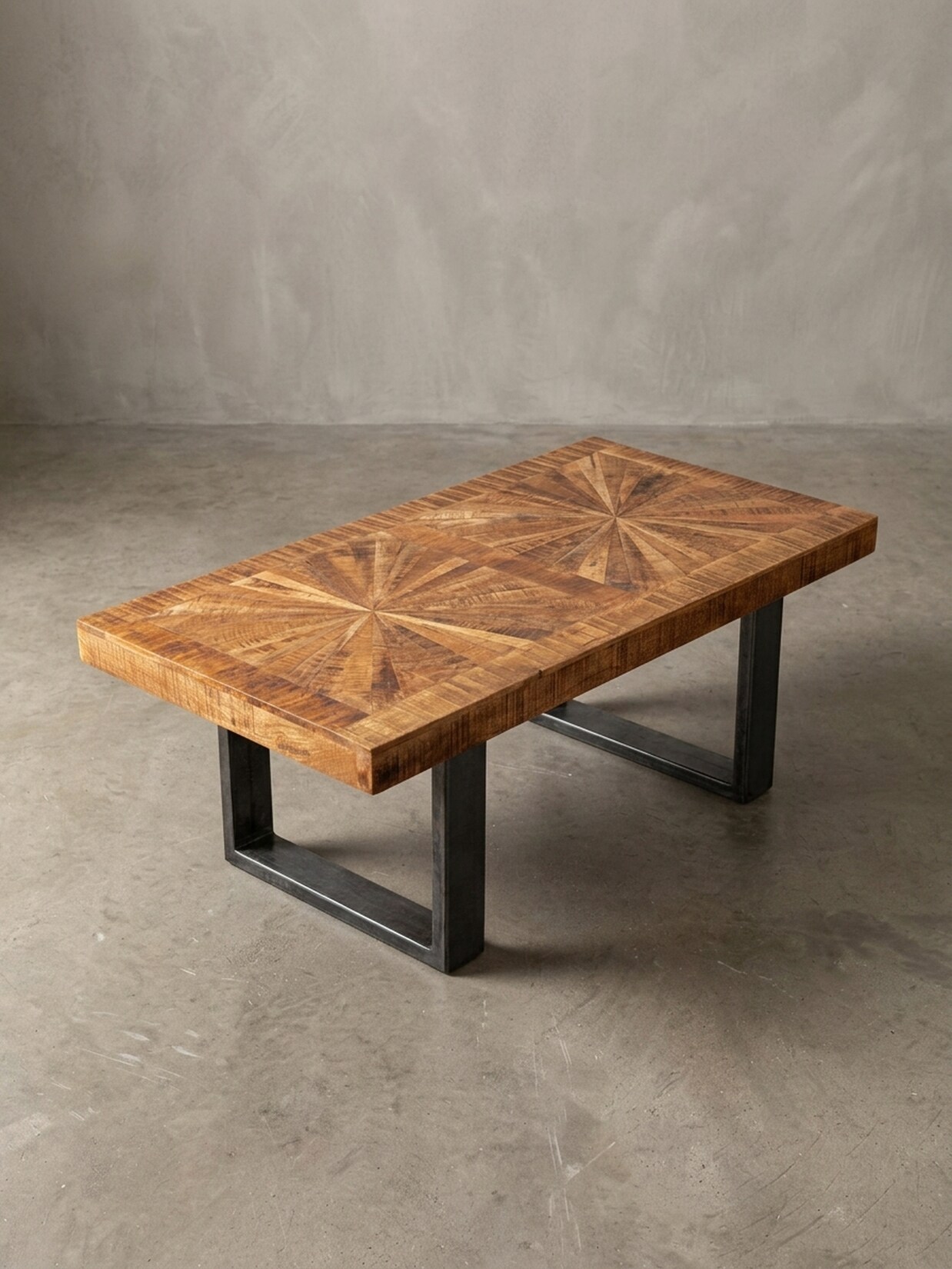 Couchtisch Mango Massivholz in Braun, Industrial Design, 105x40x55 cm