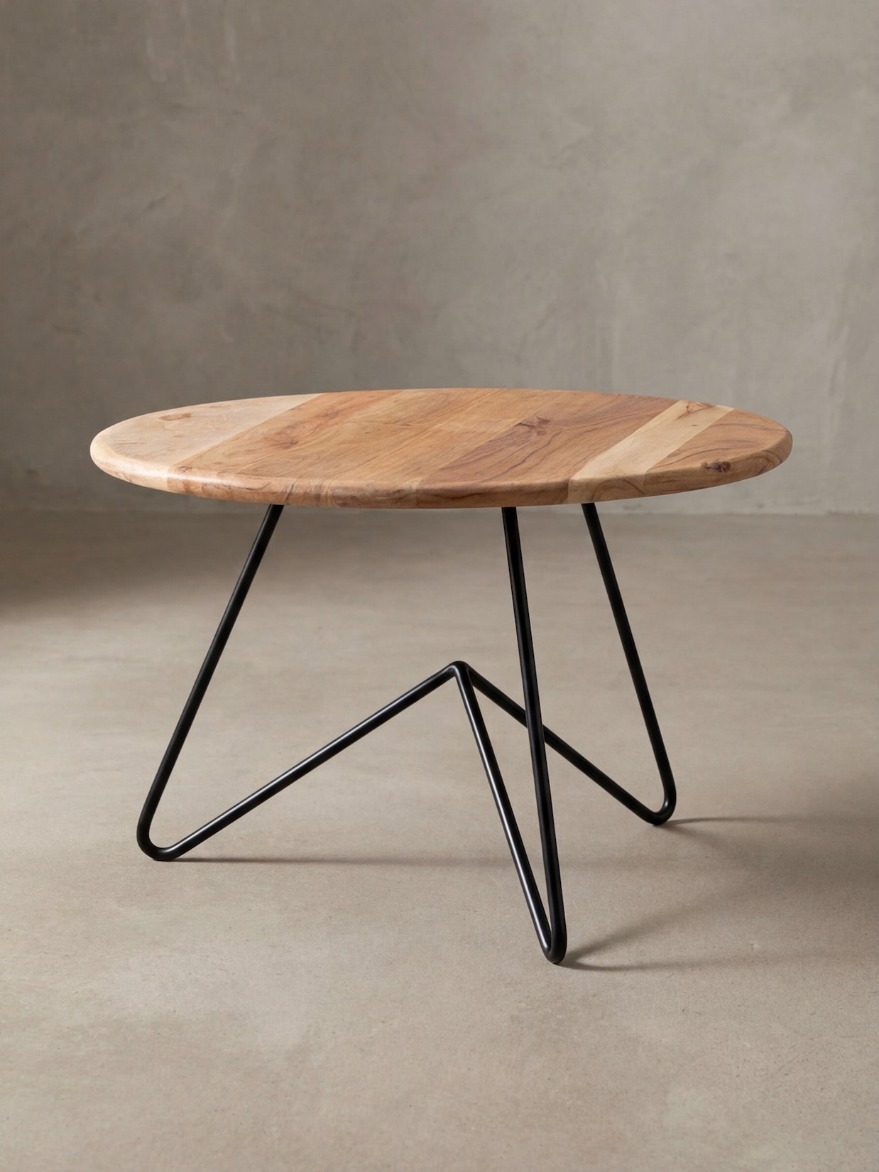 Couchtisch rund aus Akazien-Massivholz, 60x39.5x60 cm, Naturfarben