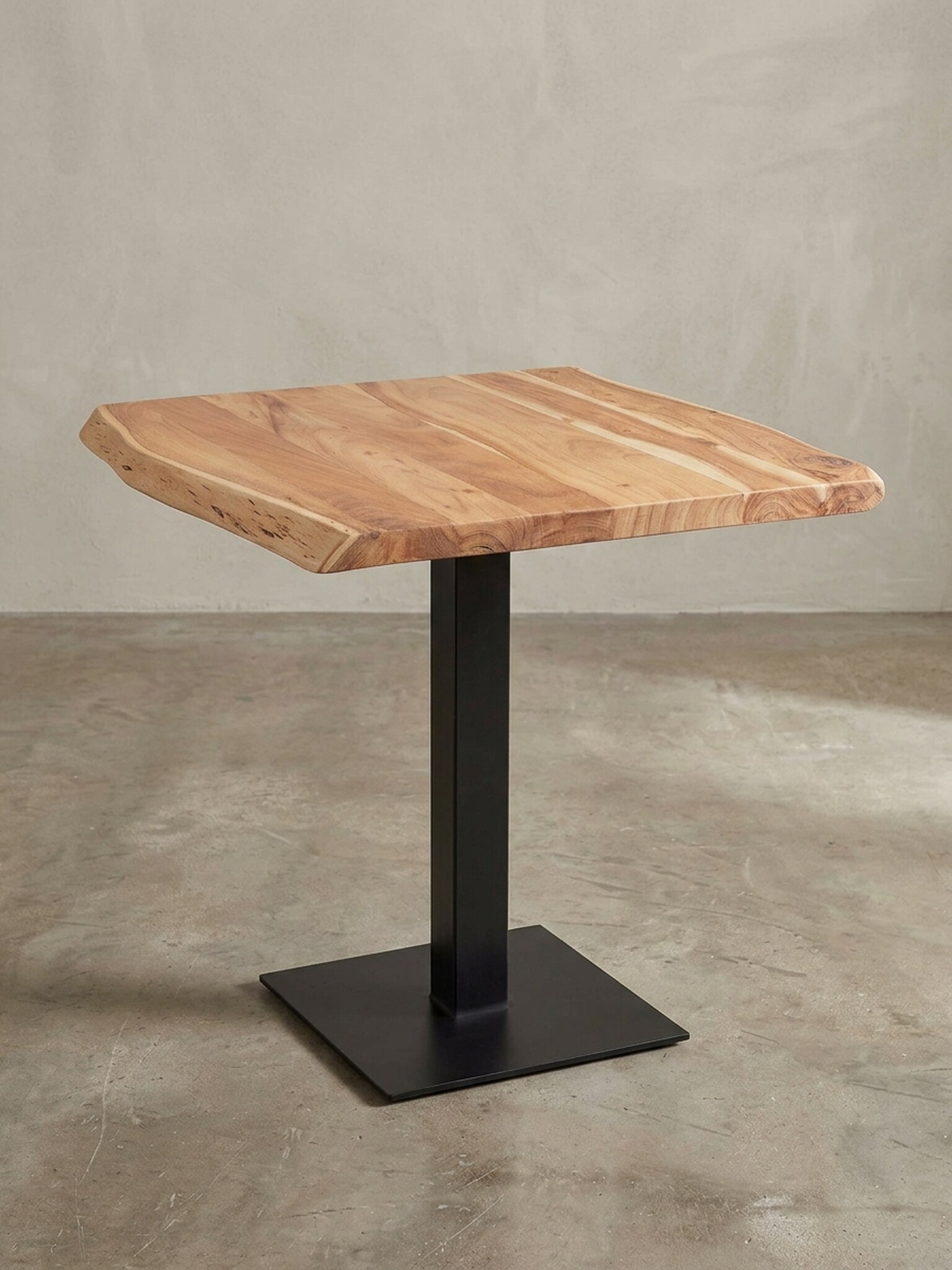 Esszimmertisch &ndash; Quadratisch 80x75x75 cm Akazie Massivholz Baumkante 