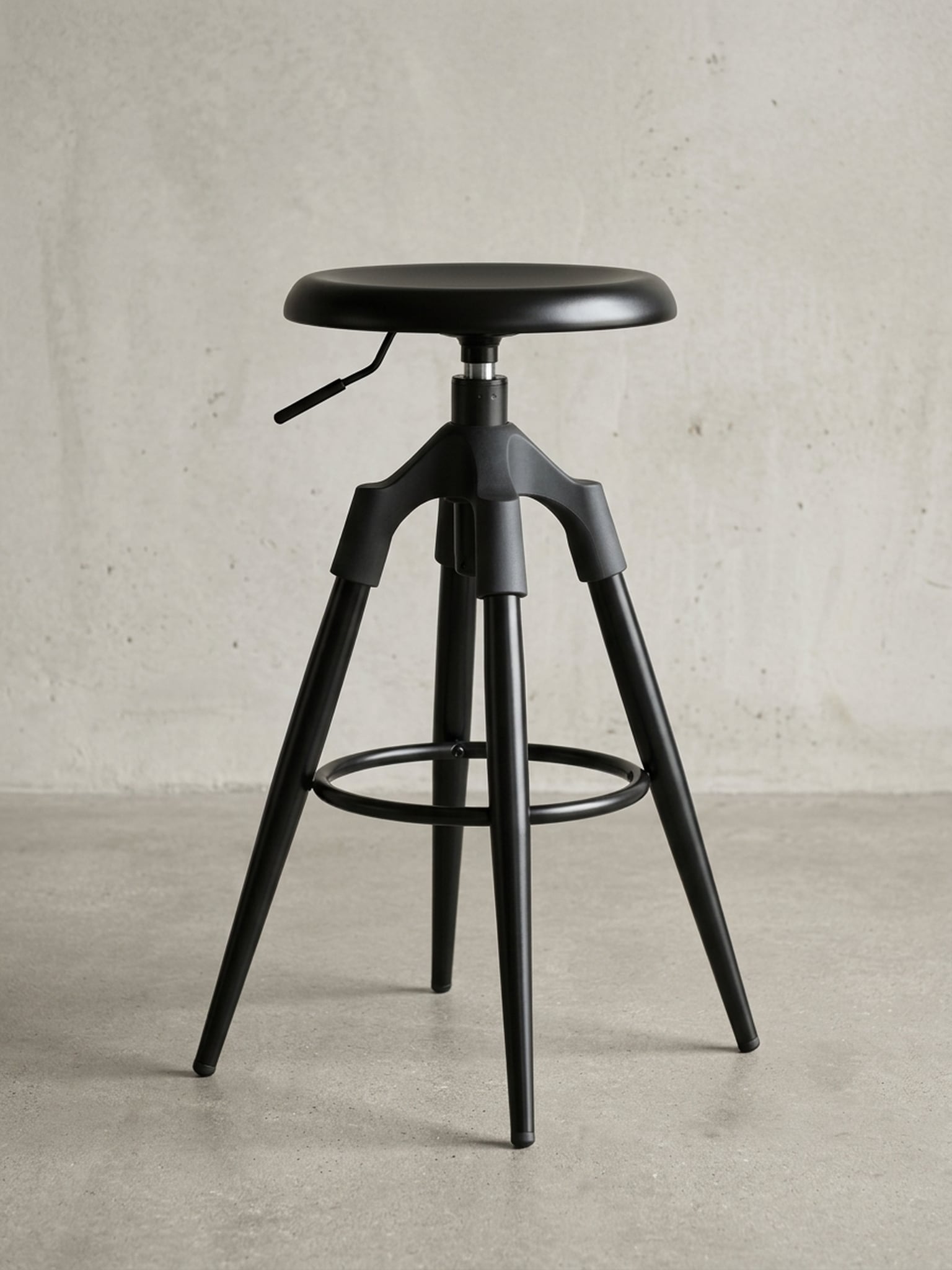 Barhocker &ndash; Schwarz Metall, h&ouml;henverstellbar, ohne Lehne, 72&ndash;80 cm, 100&nbsp;kg, Industrial-Stil 