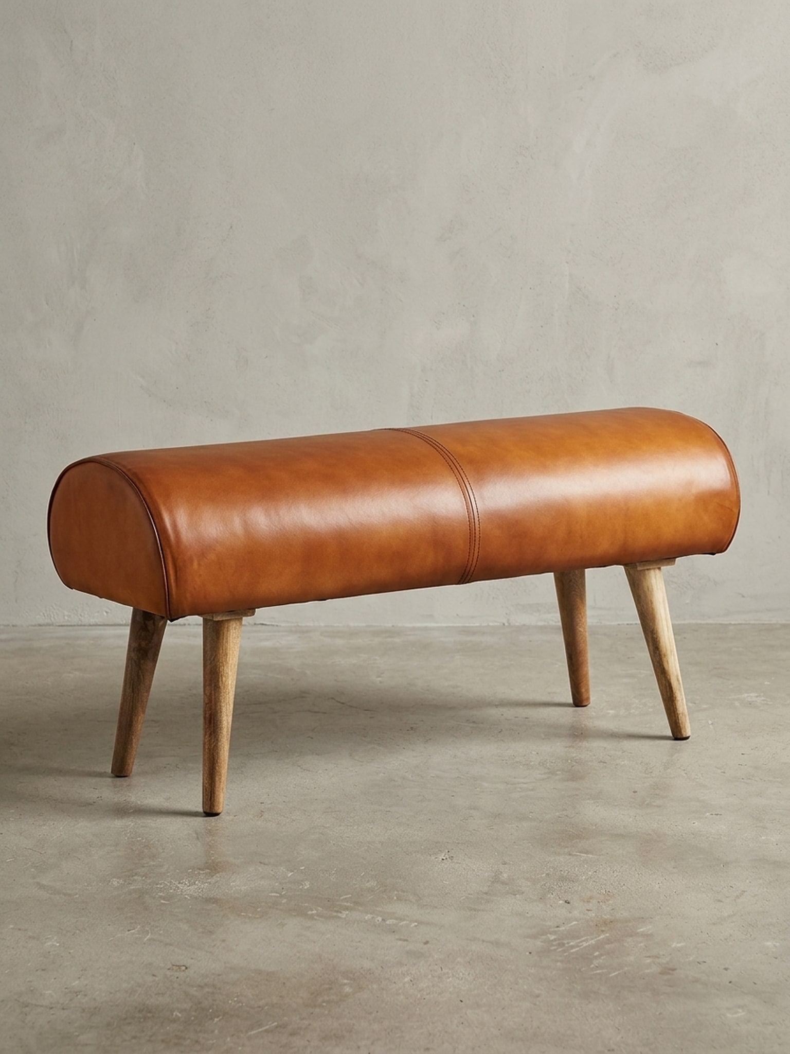 Sitzbank &ndash; Echtleder/Holz, 100x53x40 cm, Springbock 