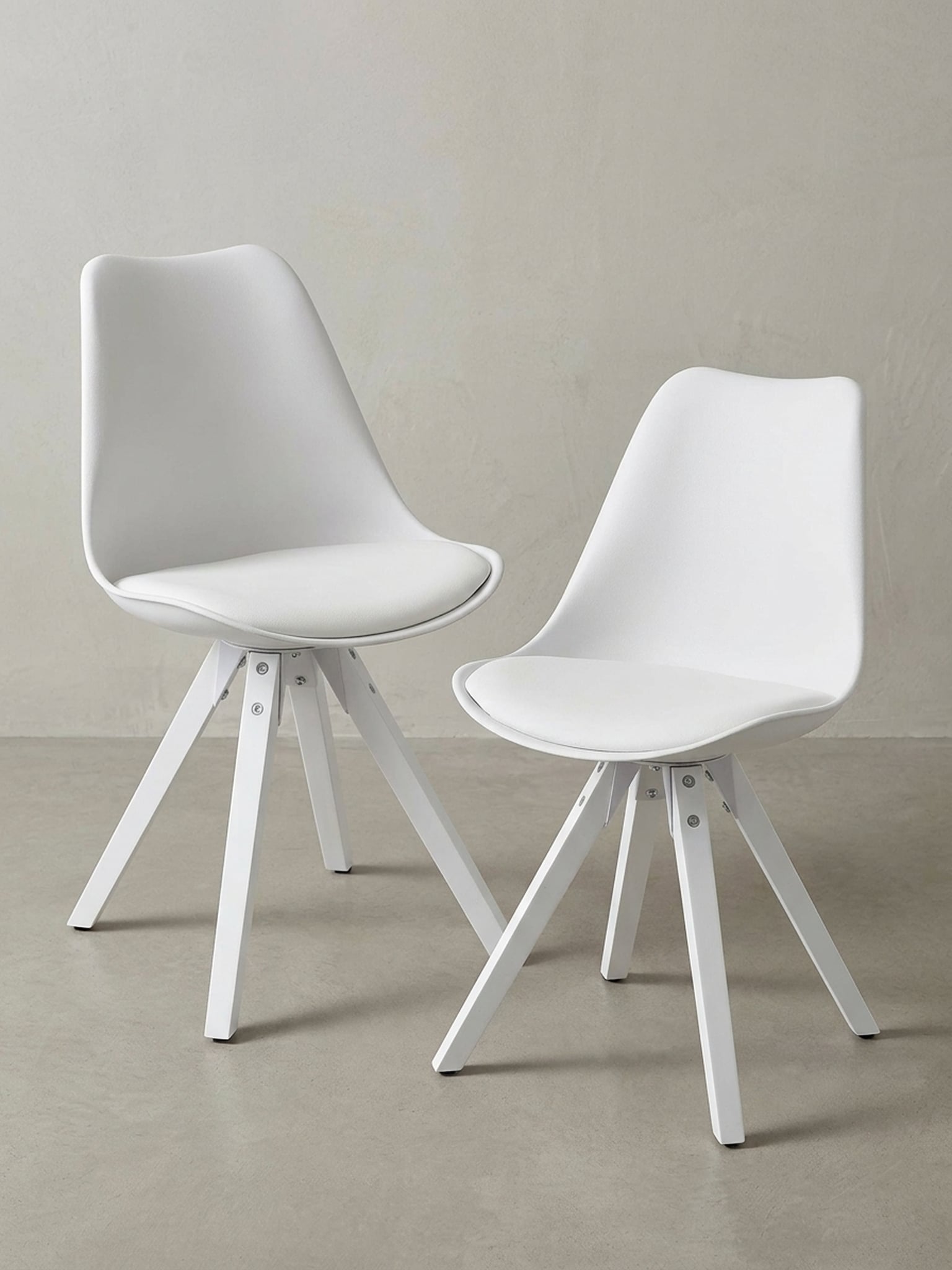 Stuhl 2er Set Kunstleder Weiß gepolstert mit Beinen Weiß im skandinavischen Stil bei Marktkauf online bestellen