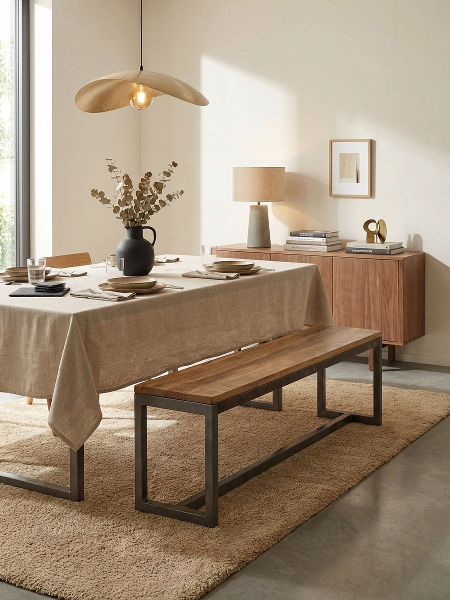 Sitzbank &ndash; Mango/Massivholz/Metall, 120x46x45 cm, ohne Lehne 