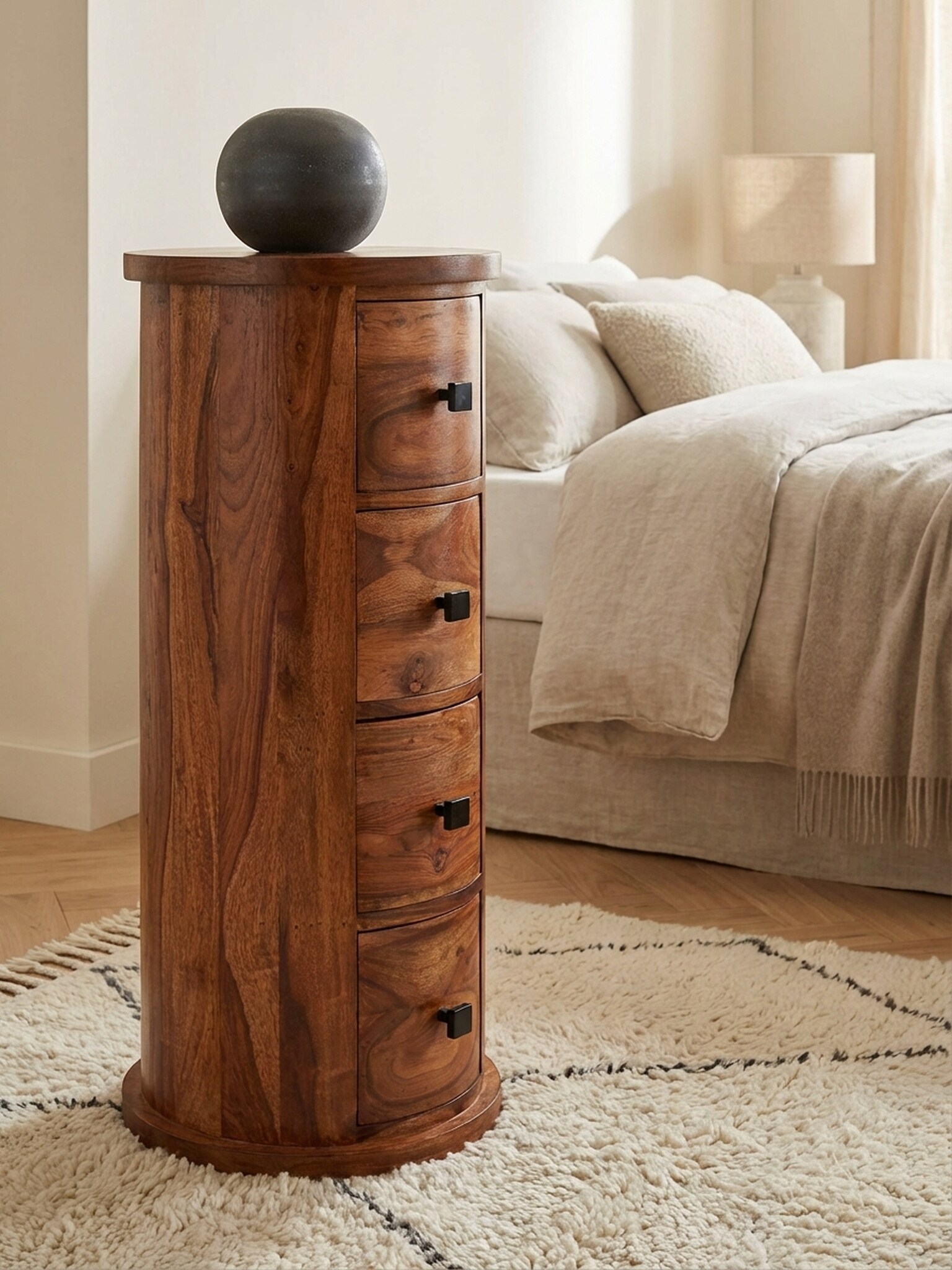 Sideboard &ndash; Massivholz, 35x85x35&nbsp;cm, 4 Schubladen, schmal 