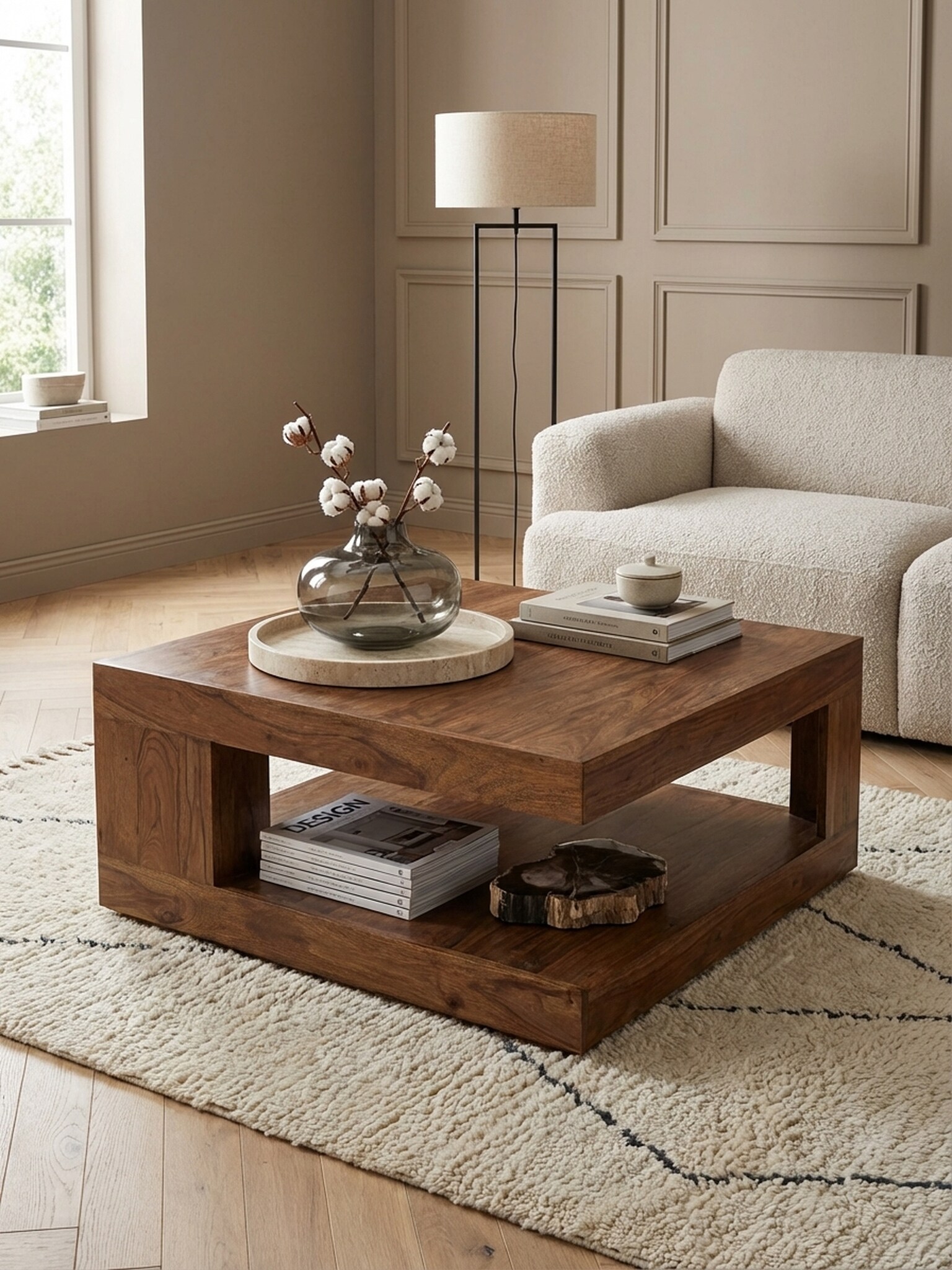 Couchtisch Dunkelbraun Massivholz Sheesham 90 cm Landhausstil bei Marktkauf online bestellen