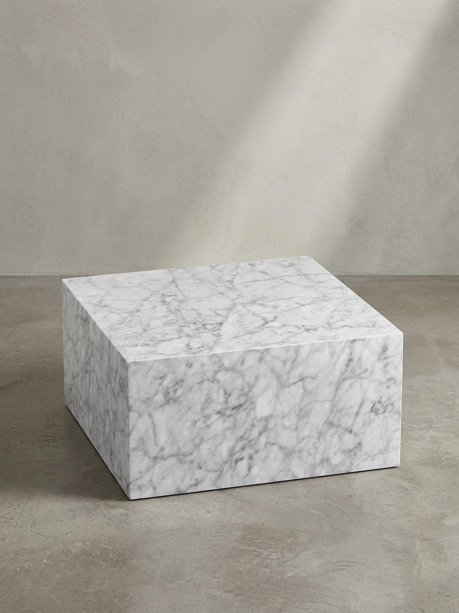 Couchtisch Wei&szlig; Hochglanz Marmor-Optik 60x30x60cm Quadratisch 
