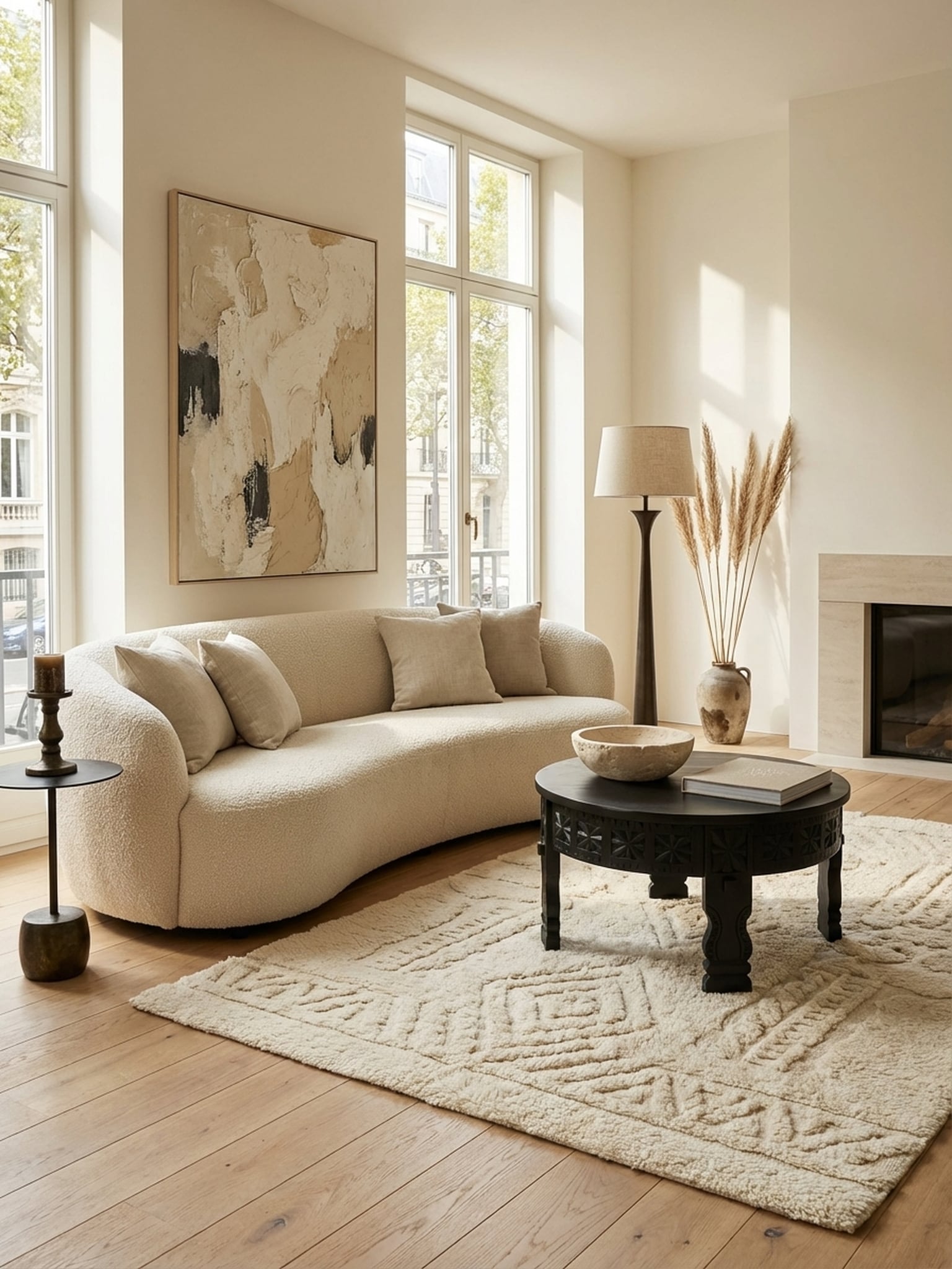 Couchtisch Schwarz Mango Massivholz Rund 60x36x60 cm Orientalisch 