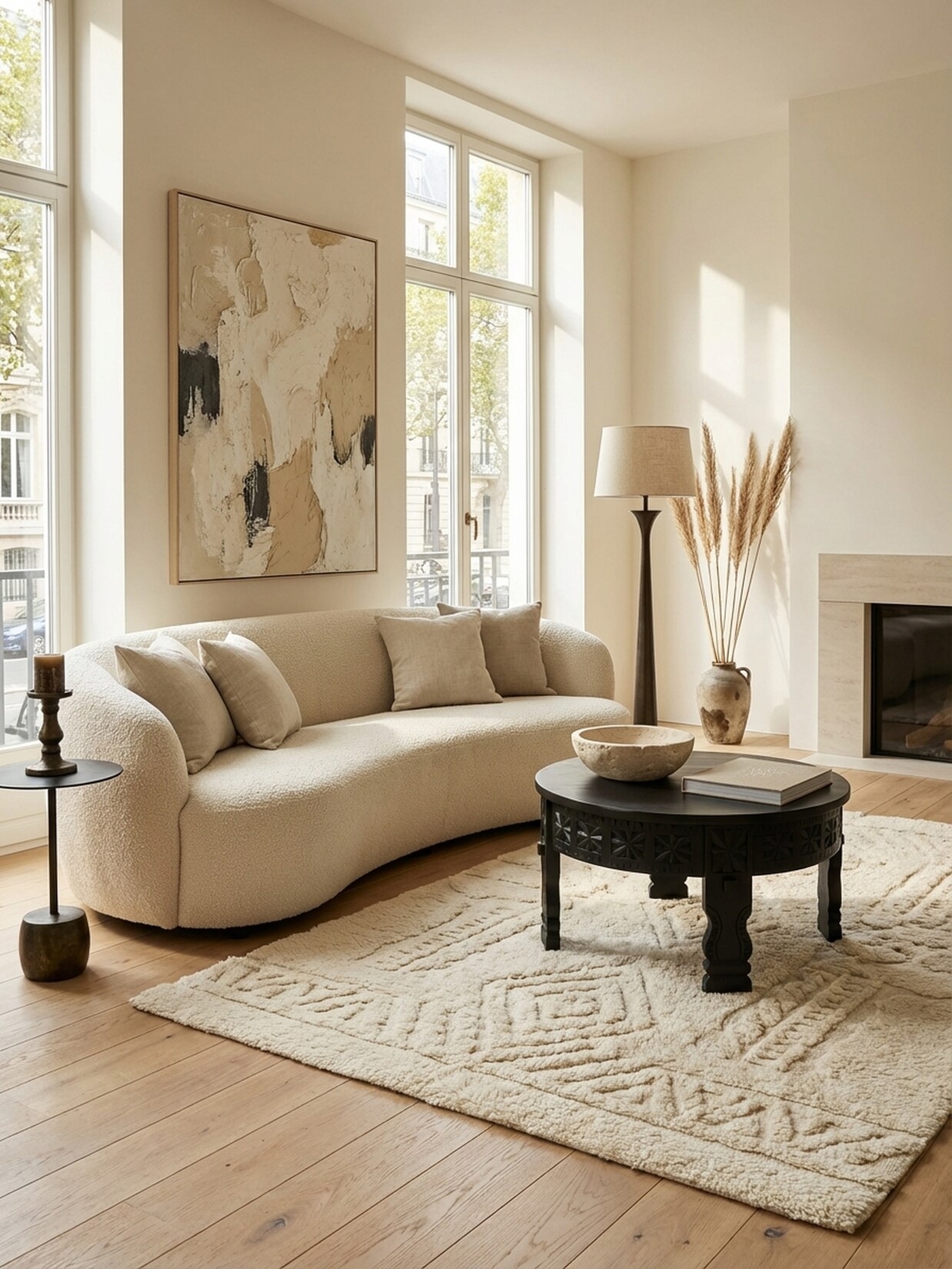 Couchtisch Schwarz Mango Massivholz Rund 60x36x60 cm Orientalisch