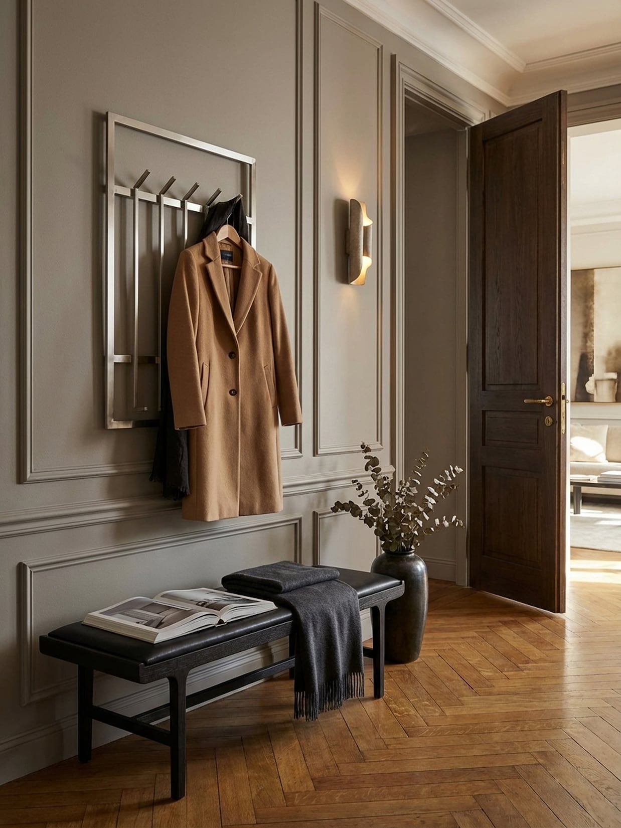 Wandgarderobe Metall Silber Modern 60x100x7,5 cm Hakenleiste Wandpaneel